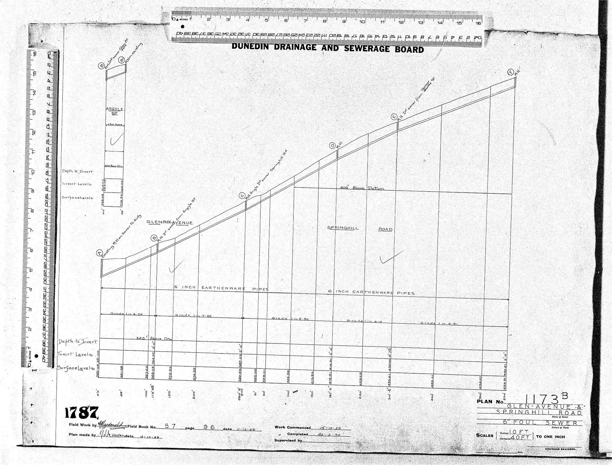 GLEN AVENUE &amp; SPRINGHILL ROAD  6" FOUL SEWER