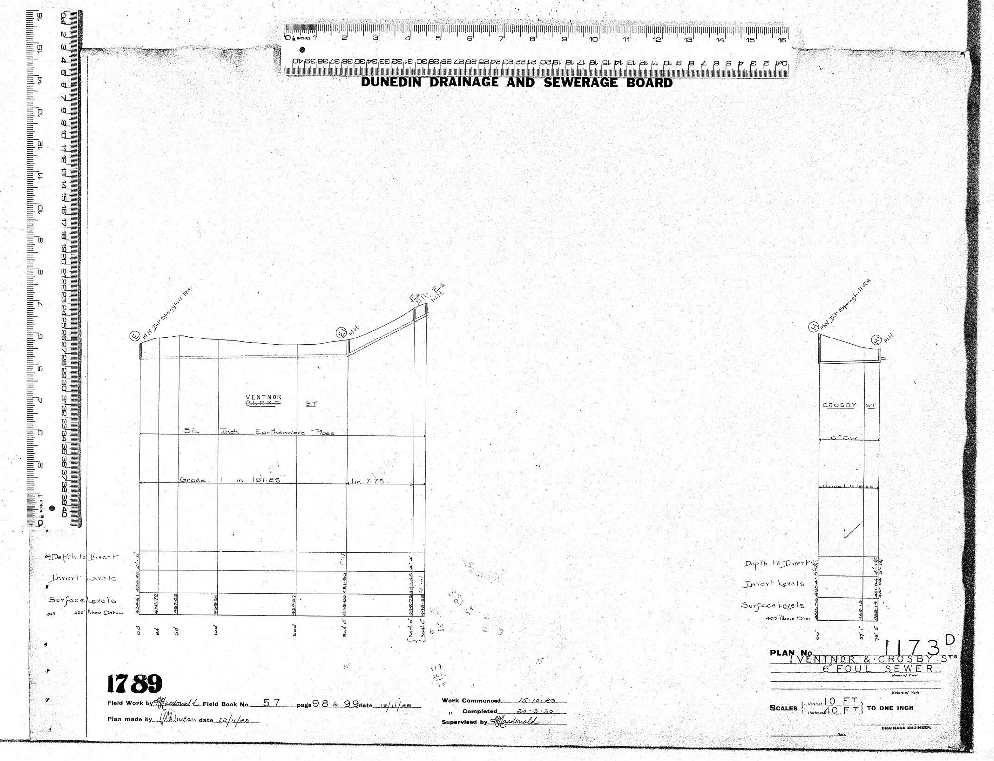 VENTNOR &amp; CROSBY STs.   6" FOUL SEWER