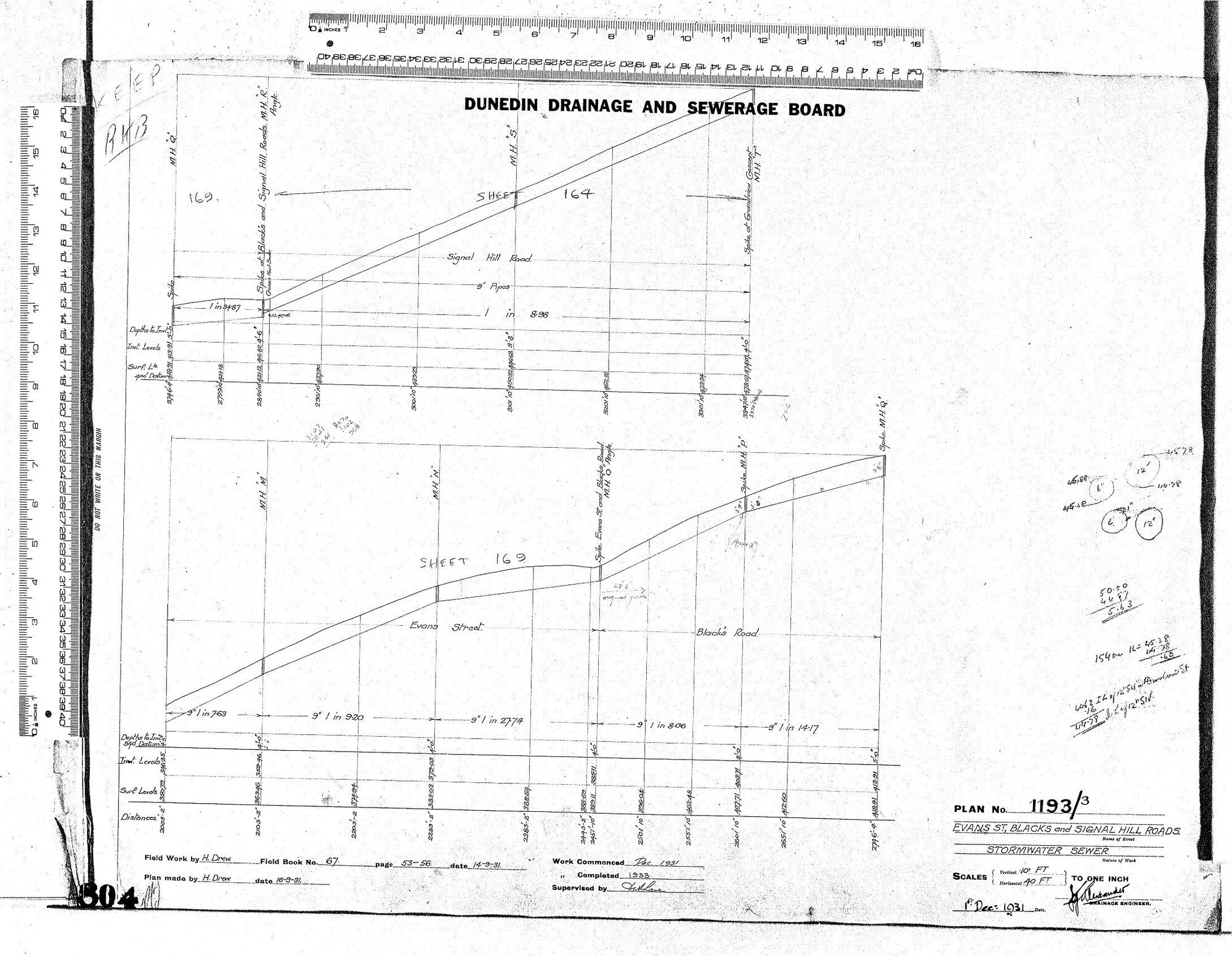 EVANS ST, BLACKS and SIGNAL HILL ROADS.  STORMWATER SEWER