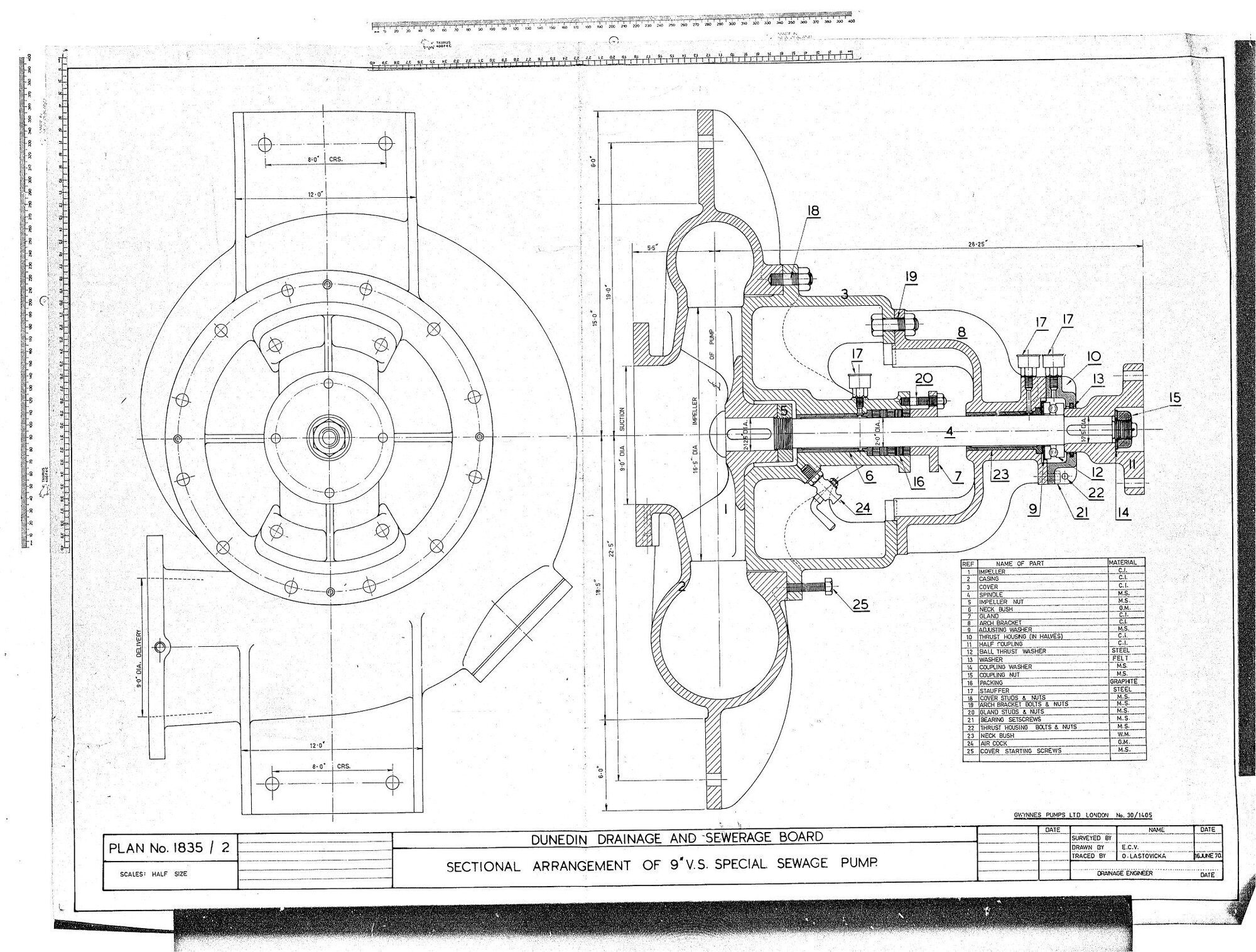 SECTIONAL ARRANGEMENT OF 9" V.S. SPECIAL SEWAGE PUMP