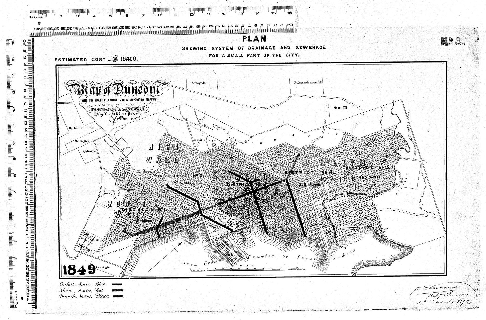 SHEWING SYSTEM OF DRAINAGE AND SEWERAGE FOR A SMAALL PART OF THE CITY
