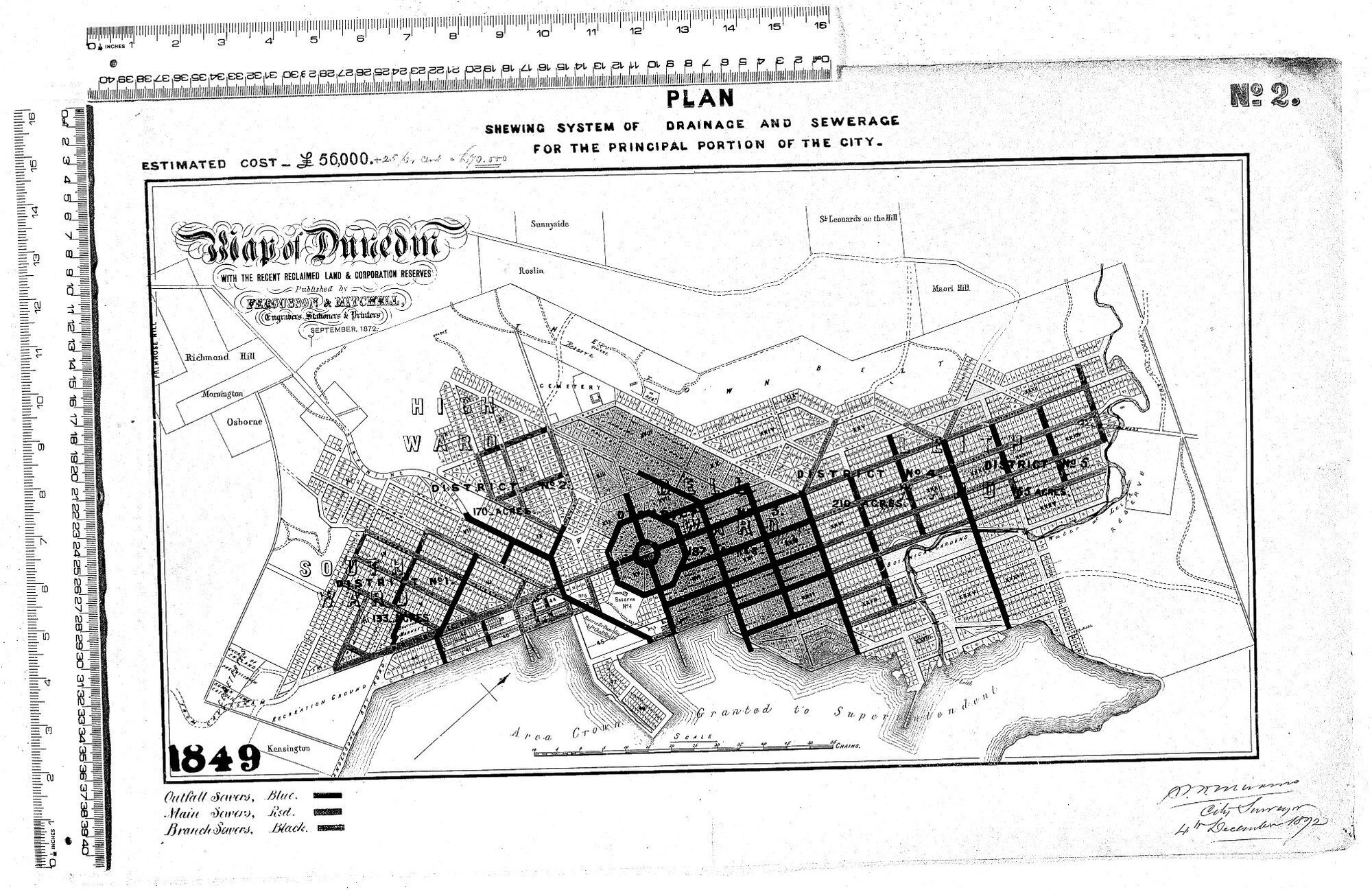SHEWING SYSTEM OF DRAINAGE AND SEWERAGE FOR THE PRINCIPAL PORTION OF THE CITY