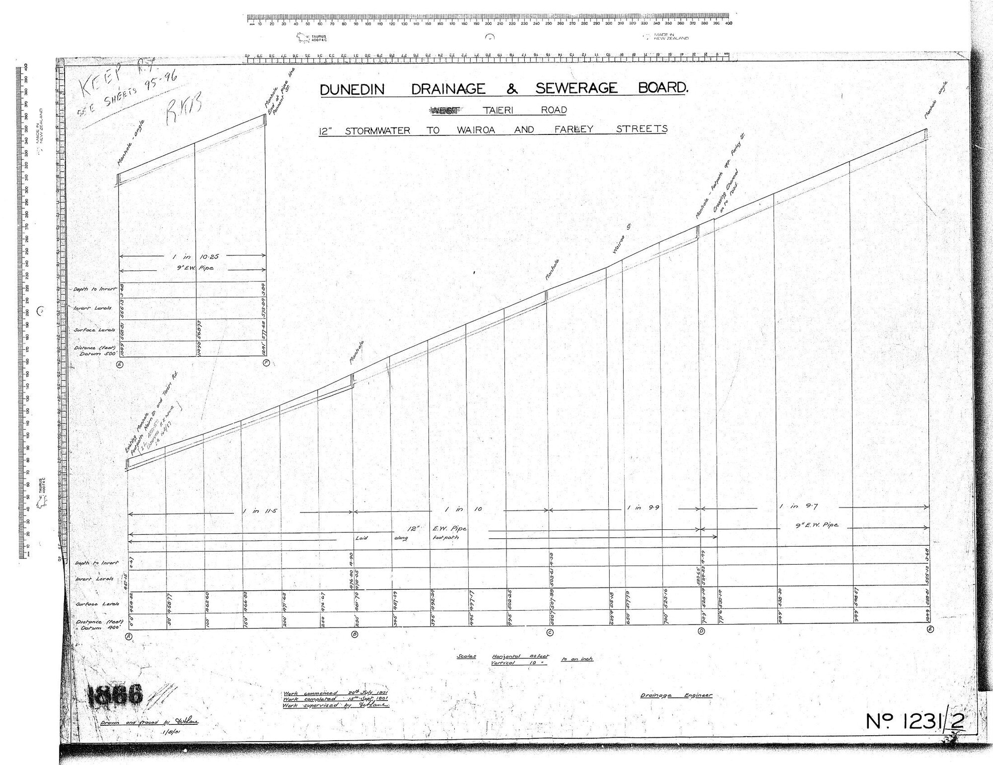 TAIERI ROAD  12" STORMWATER TO WAIROA AND FARLEY STREETS