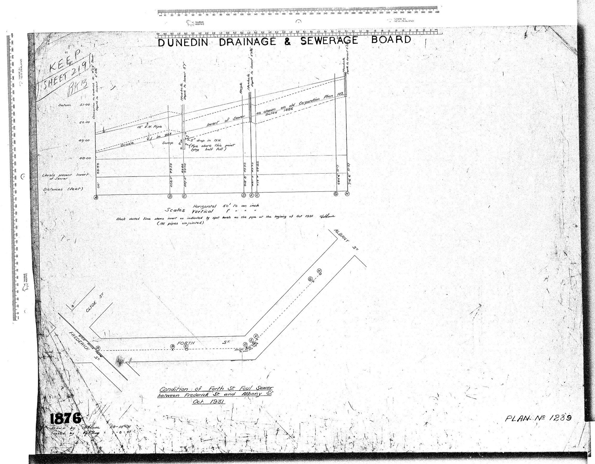 CONDITION OF FORTH ST. FOUL SEWER BETWEEN FREDERICK ST. AND ALBANY ST.