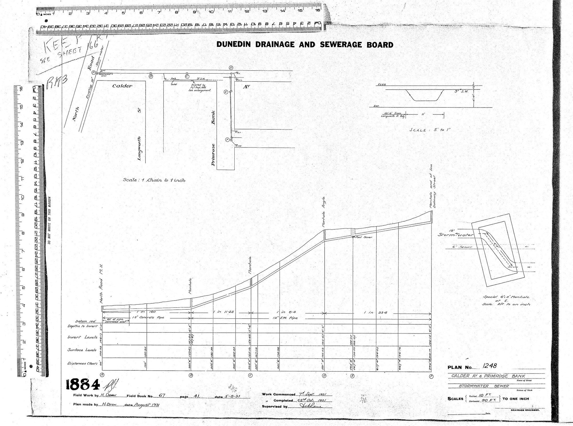 CALDER AVE &amp; PRIMROSE BANK   STORMWATER SEWER