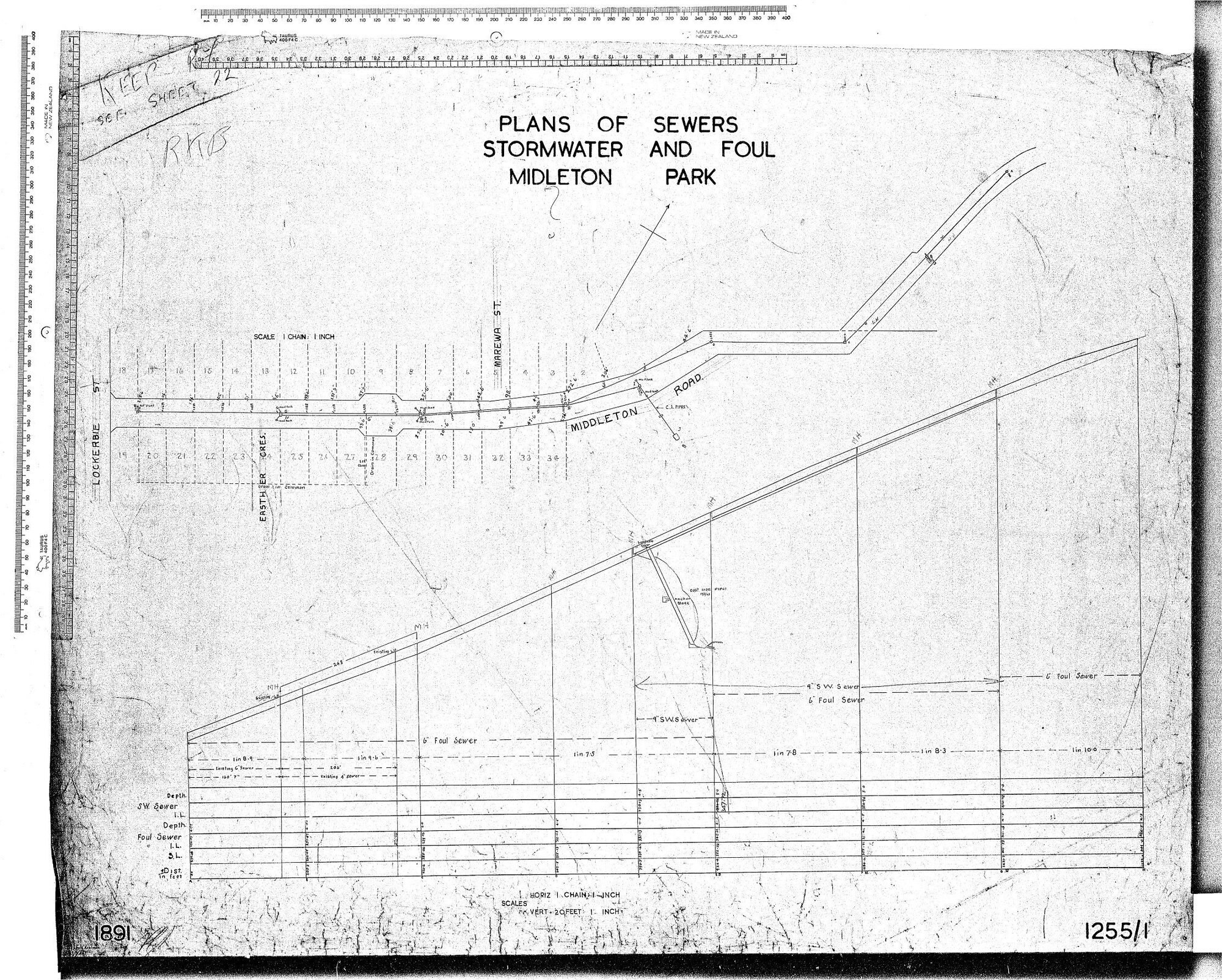 PLANS OF SEWERS STORMWATER AND FOUL MIDLETON PARK