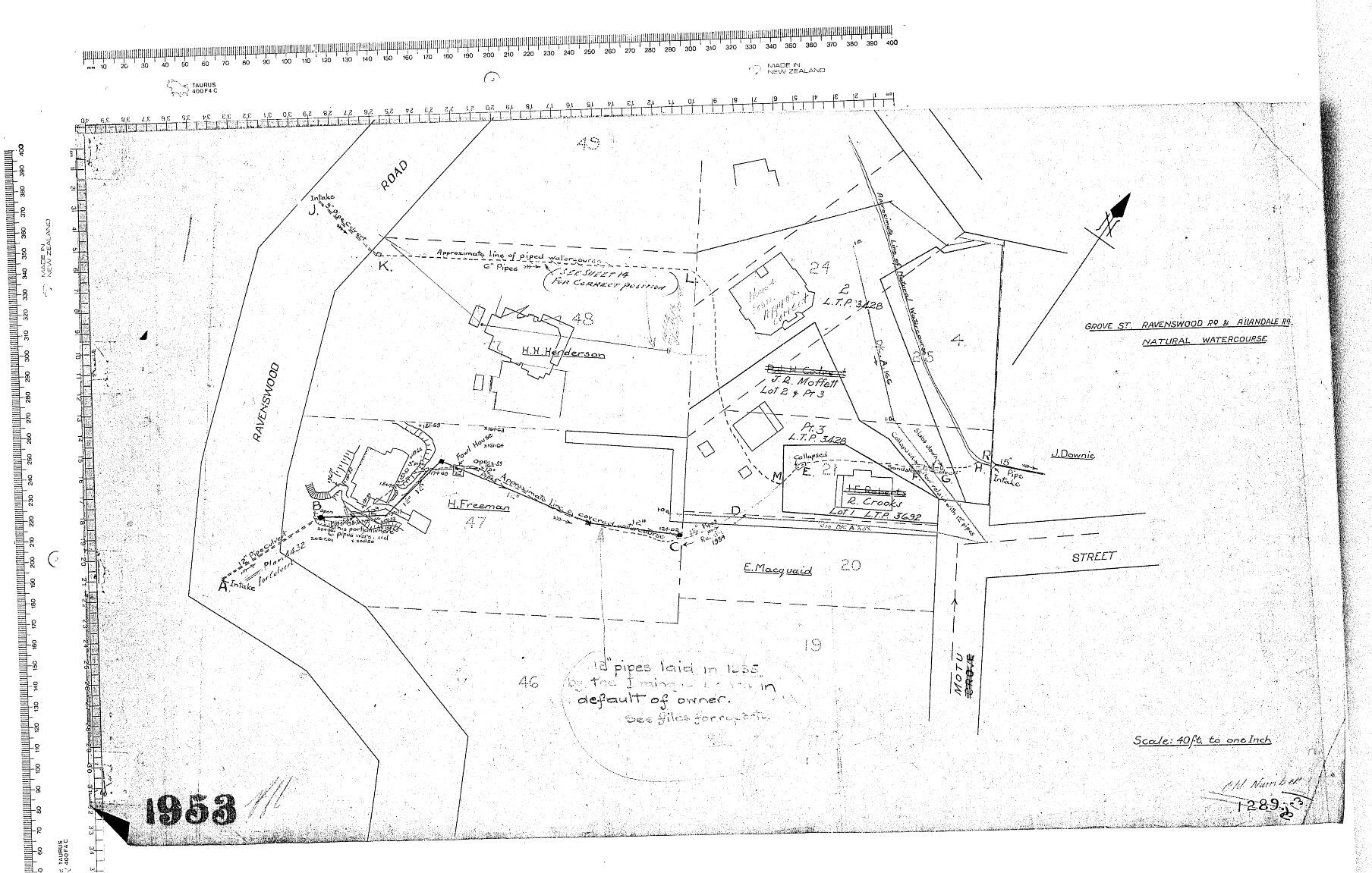 GROVE ST.  RAVENSWOOD RD &amp; ALLANDALE RD.  NATURAL WATERCOURSE
