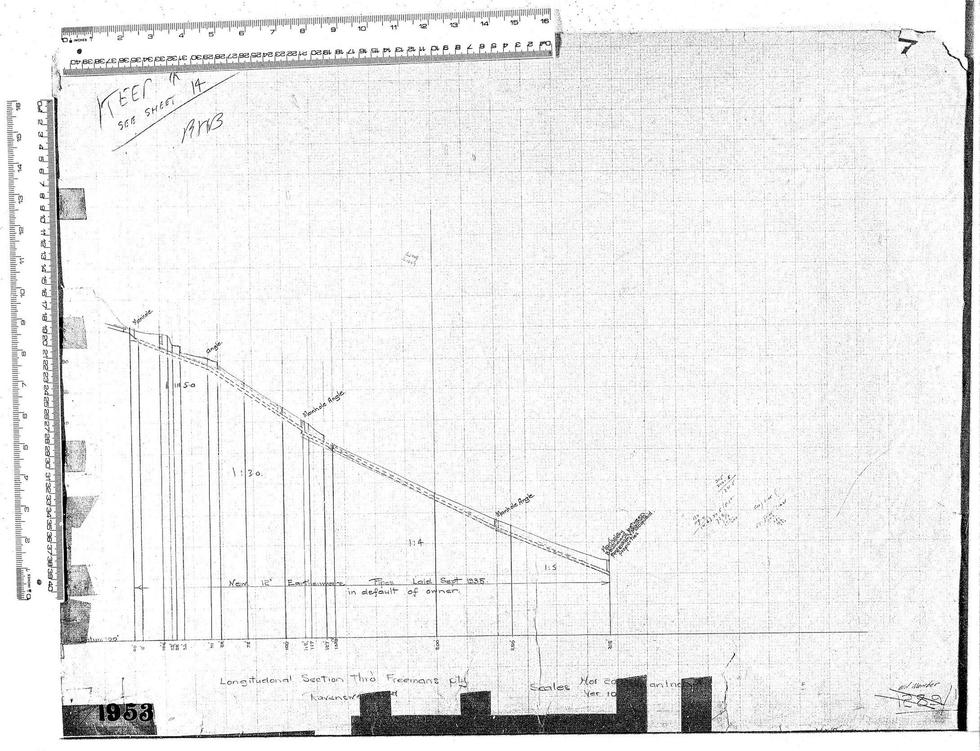 LONGITUDINAL SECTION THRO FREEMANS PTY RAVENSWORTH ROAD
