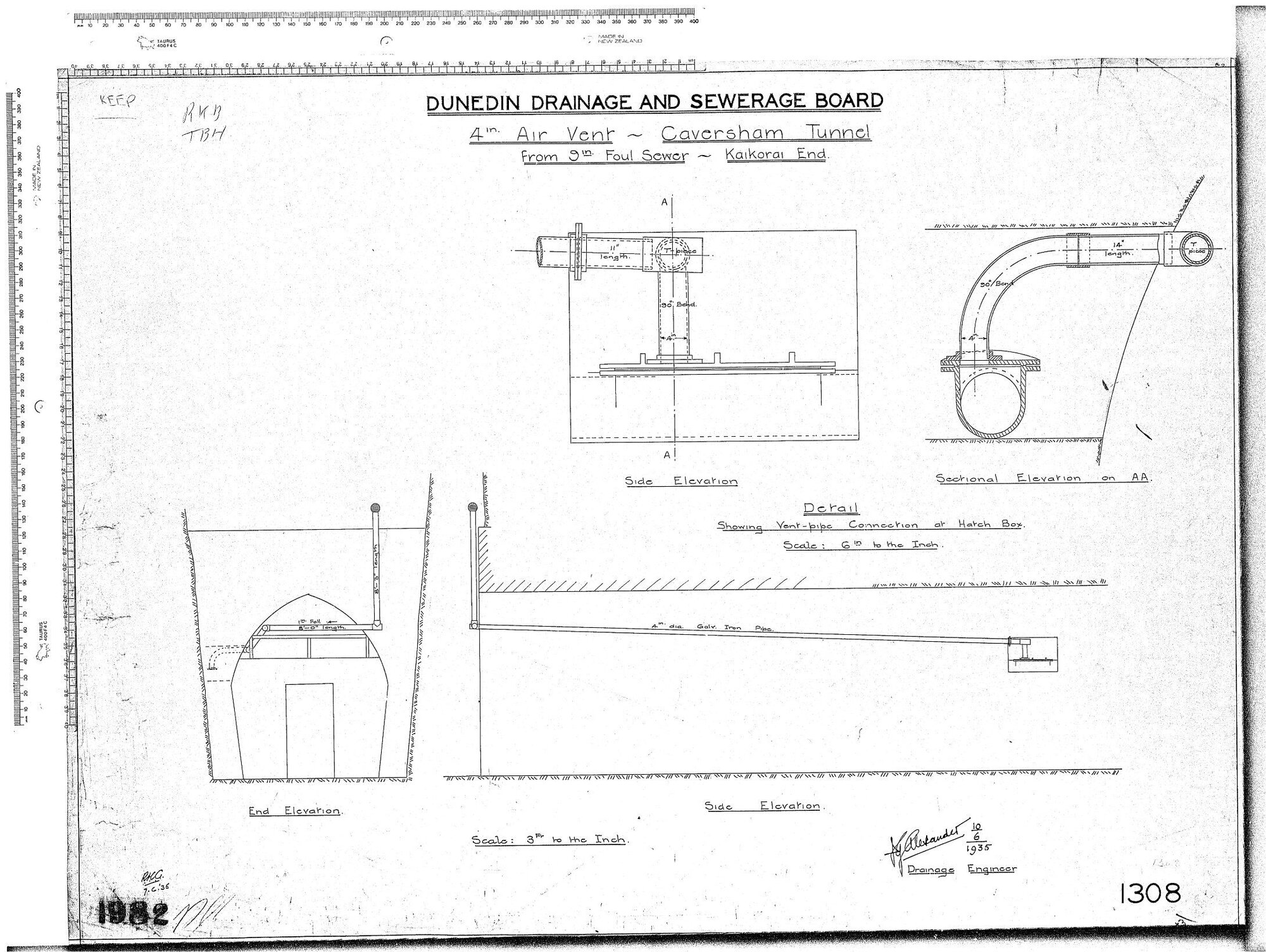 4" AIR VENT - CAVERSHAM TUNNEL  FROM 9" FOUL SEWER - KAIKORAI END