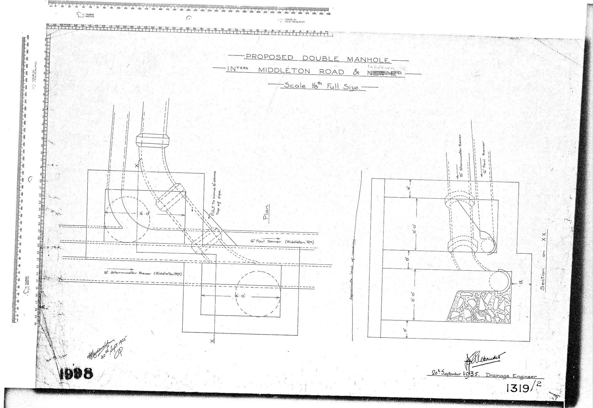 PROPOSED DOUBLE MANHOLE  INTERS MIDDLETON ROAD &amp; MAREWA ST.