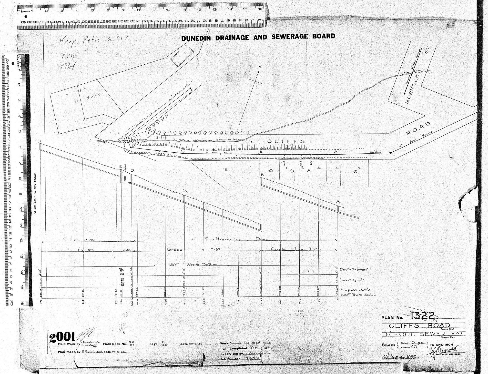 CLIFFS ROAD  6" FOUL SEWER EXT.
