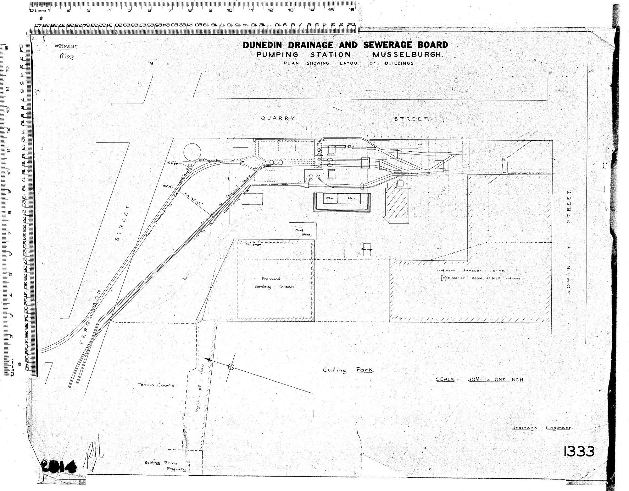 PUMPING STATION MUSSELBURGH - PLAN SHOWING LAYOUT OF BUILDINGS