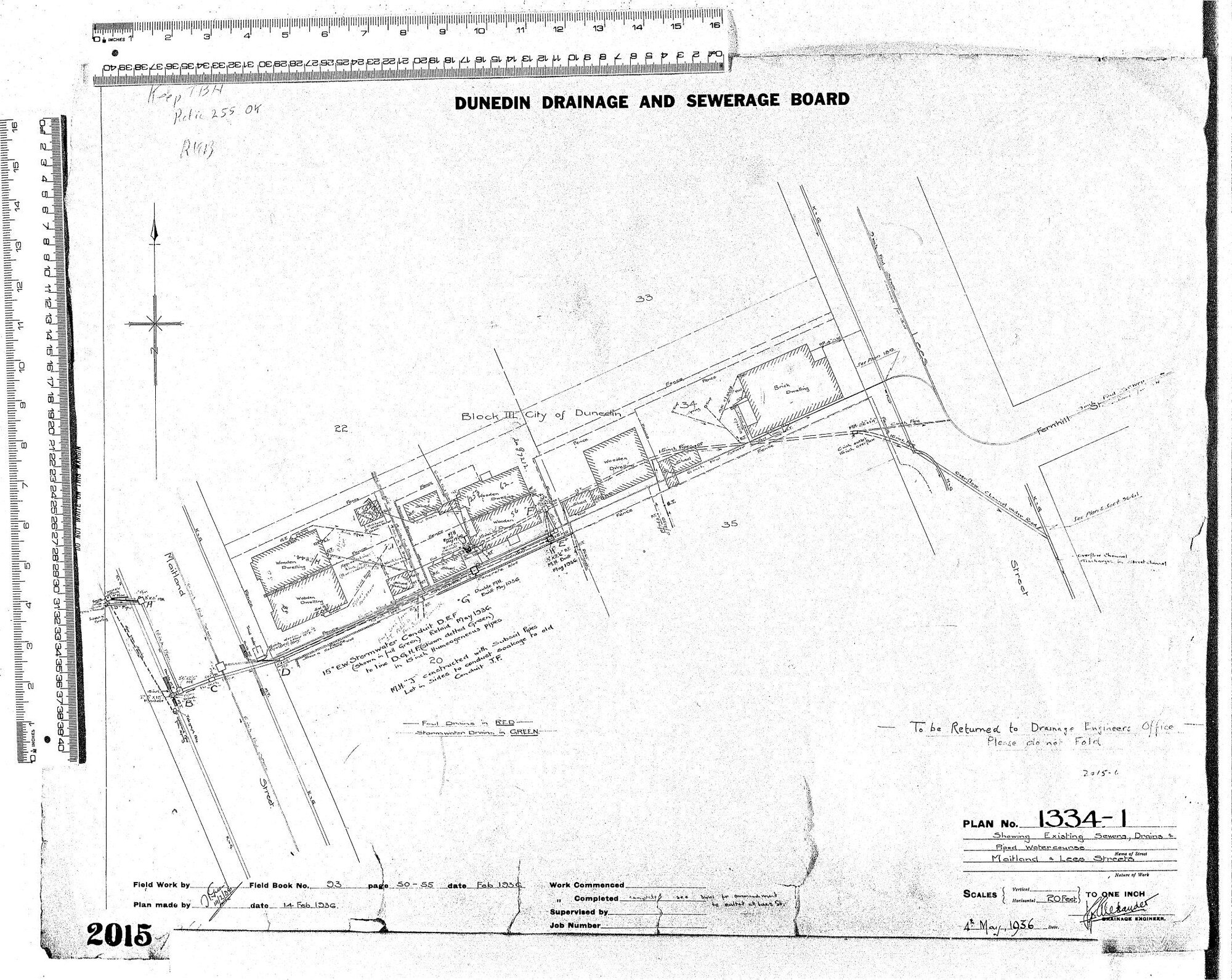 MAITLAND &amp; LEES STREETS   - SHOWING EXISTING SEWERS, DRAIN &amp; PIPED WATERCOURCES