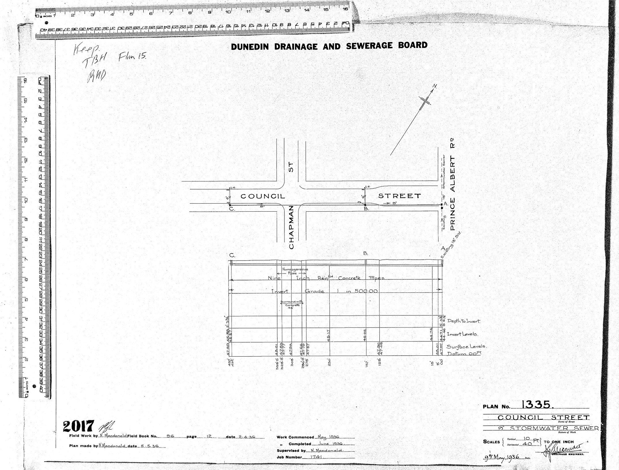 COUNCIL STREET  9" STORMWATER SEWER
