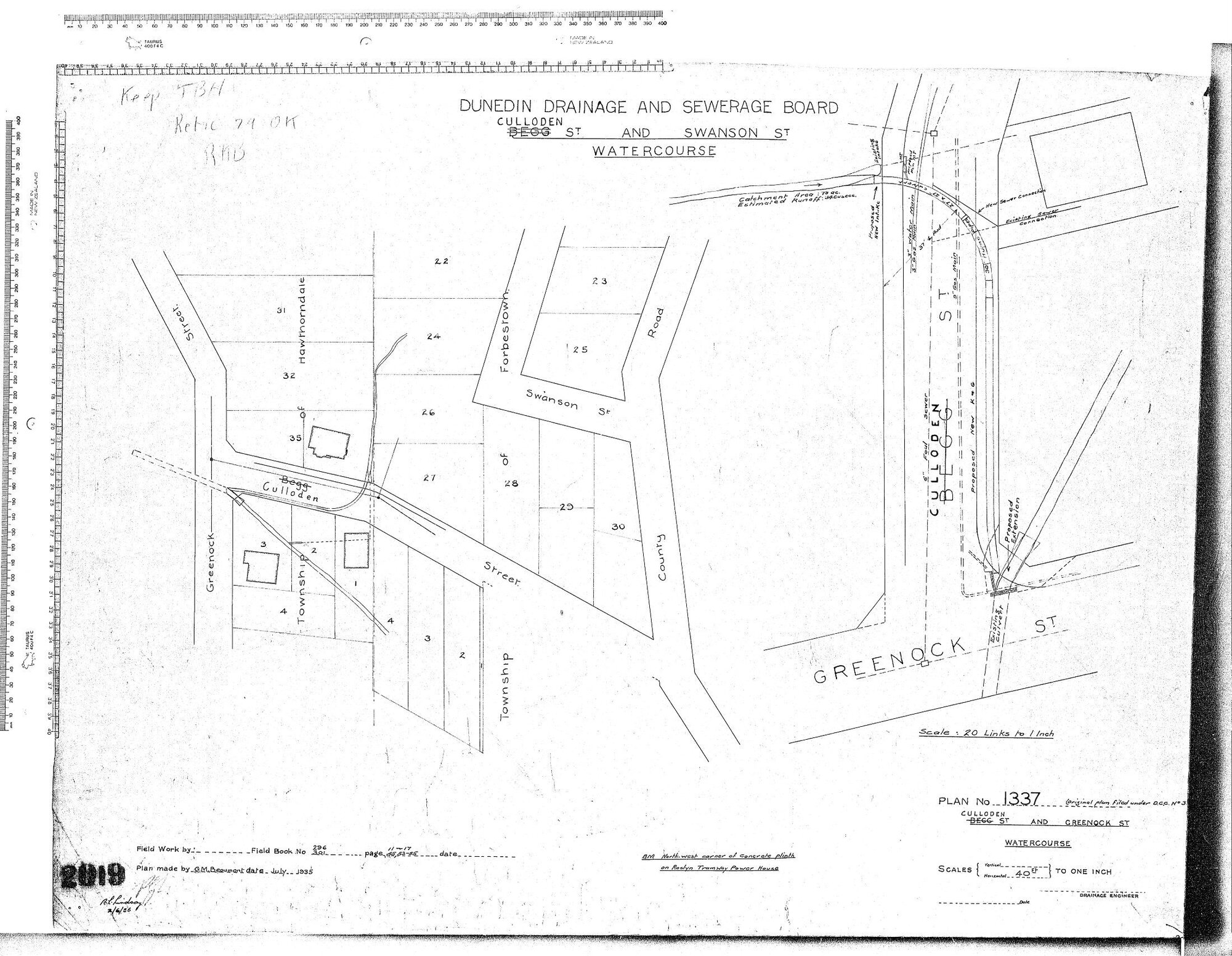 CULLODEN ST &amp; GREENOCK ST.   WATERCOURSE