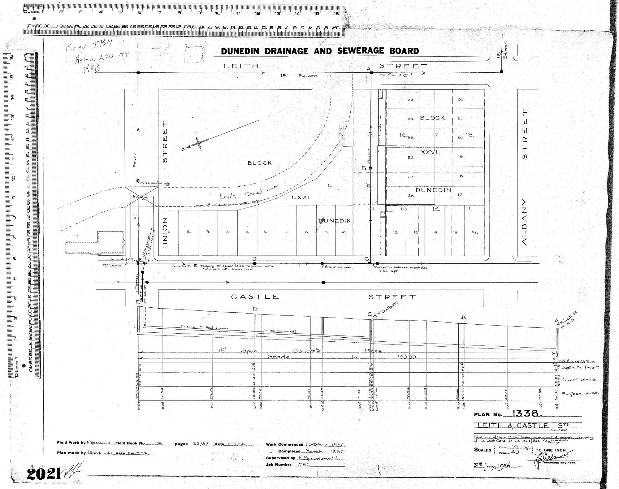 LEITH &amp; CASTLE STS.  DIVERSION OF UNION ST FOUL SEWER