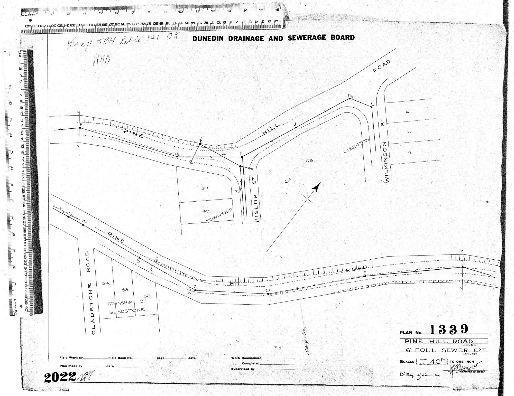 PINE HILL ROAD   6" FOUL SEWER EXT.