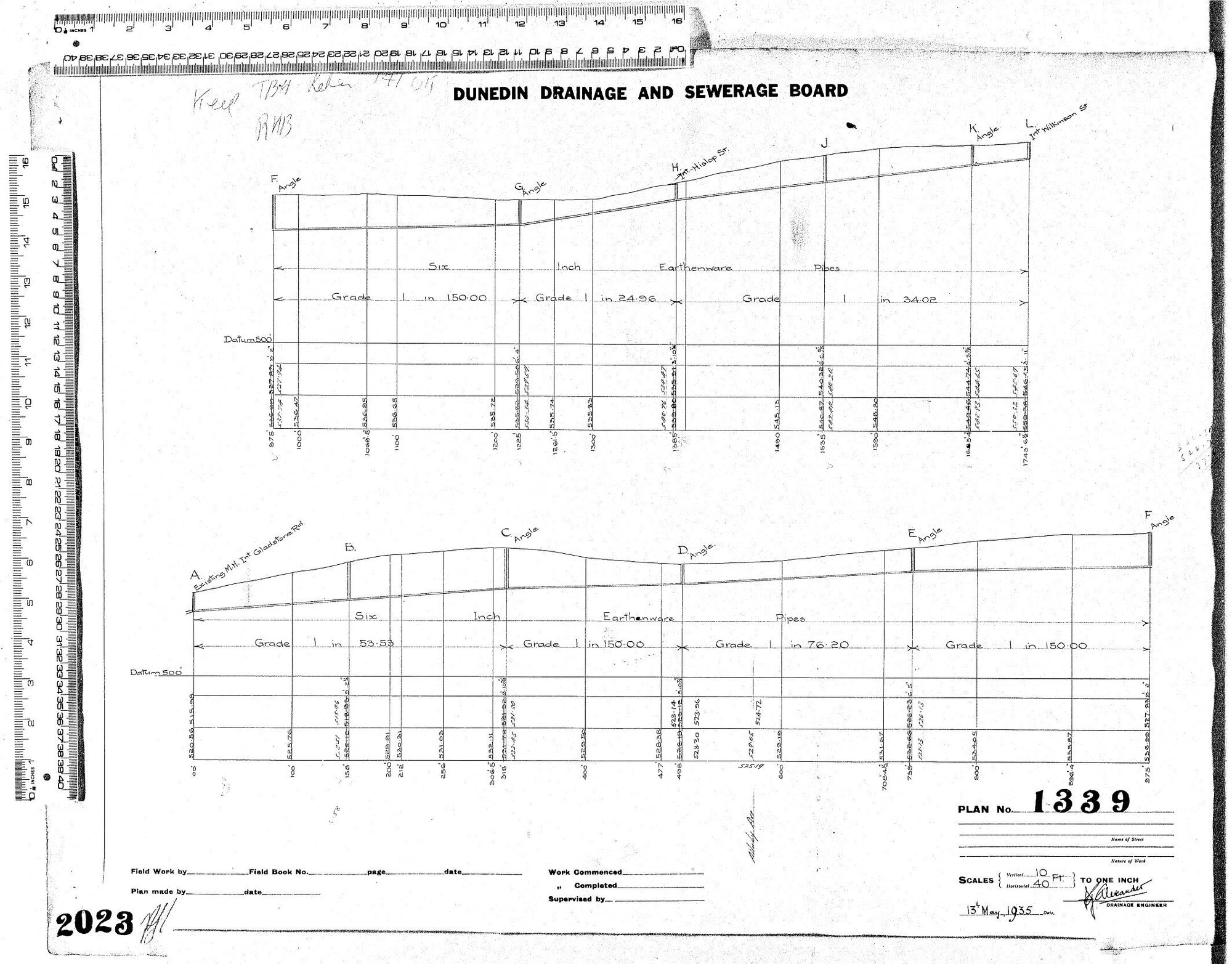 PINE HILL ROAD   6" FOUL SEWER EXT. LONG SECTION