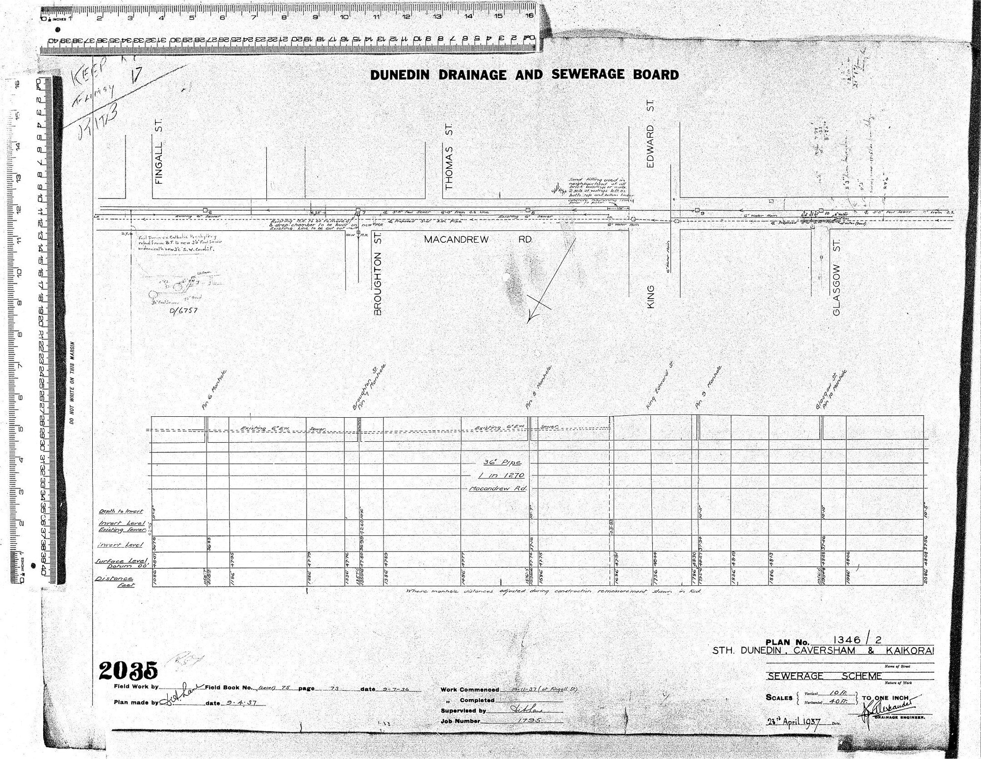 STH. DUNEDIN, CAVERSHAM &amp; KAIKORAI  SEWERAGE SCHEME