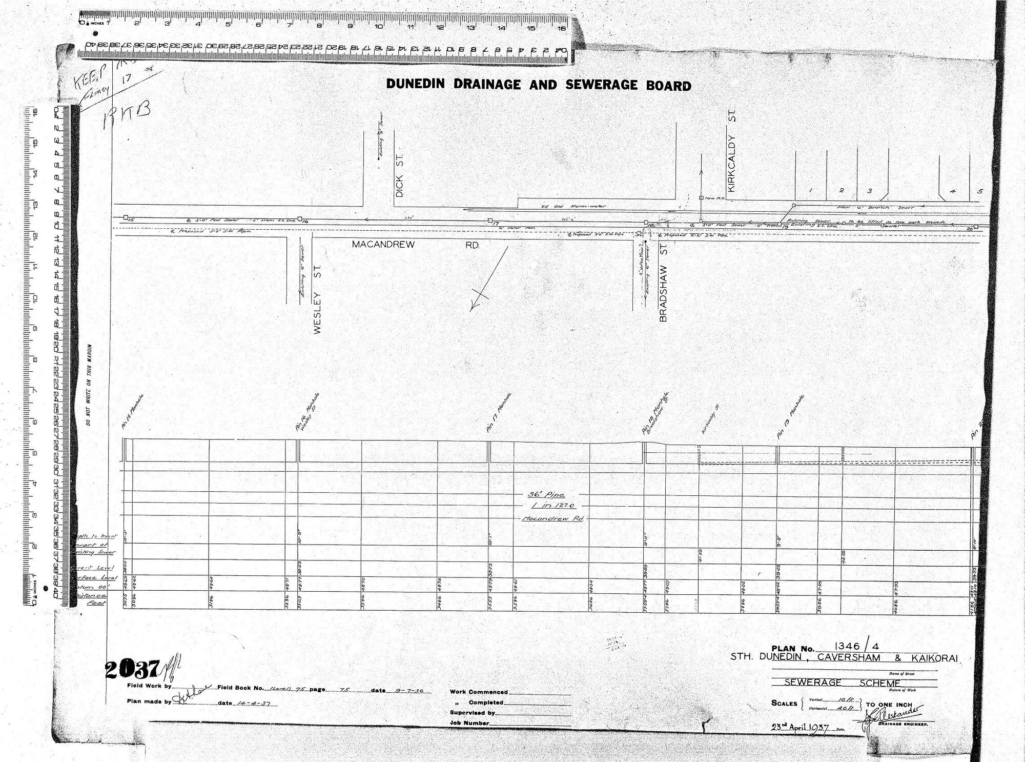 STH. DUNEDIN, CAVERSHAM &amp; KAIKORAI  SEWERAGE SCHEME