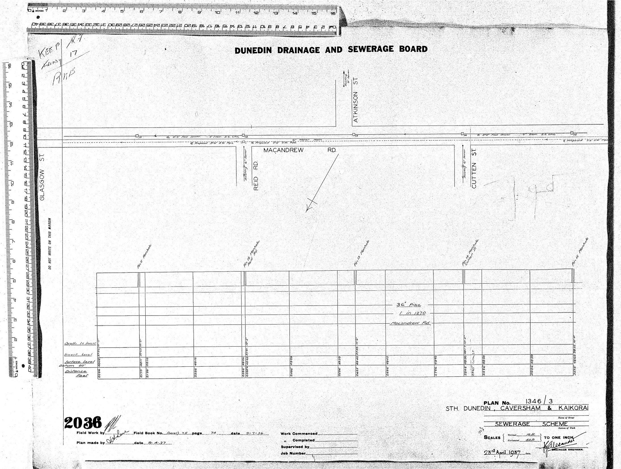 STH. DUNEDIN, CAVERSHAM &amp; KAIKORAI  SEWERAGE SCHEME