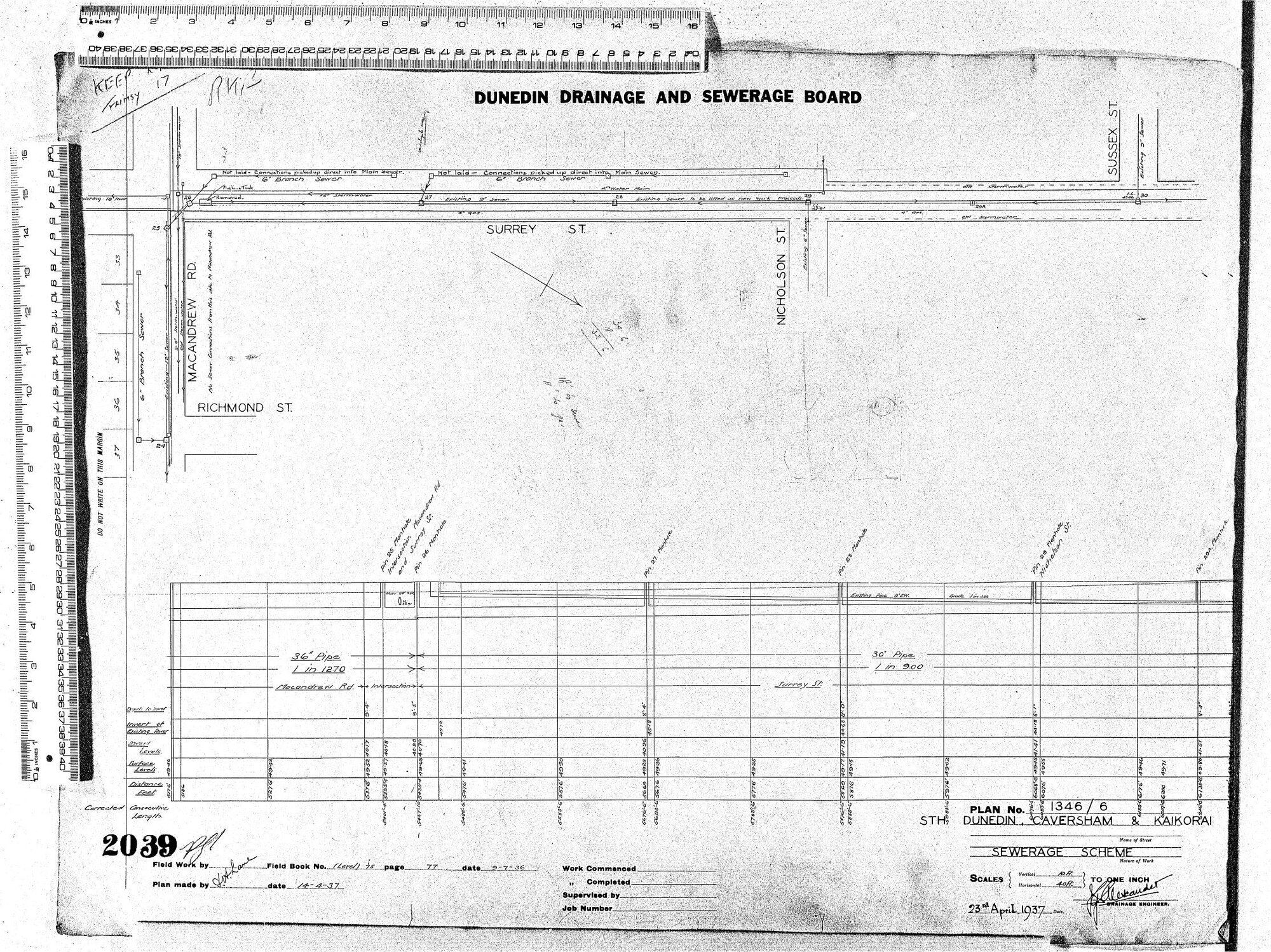 STH. DUNEDIN, CAVERSHAM &amp; KAIKORAI  SEWERAGE SCHEME