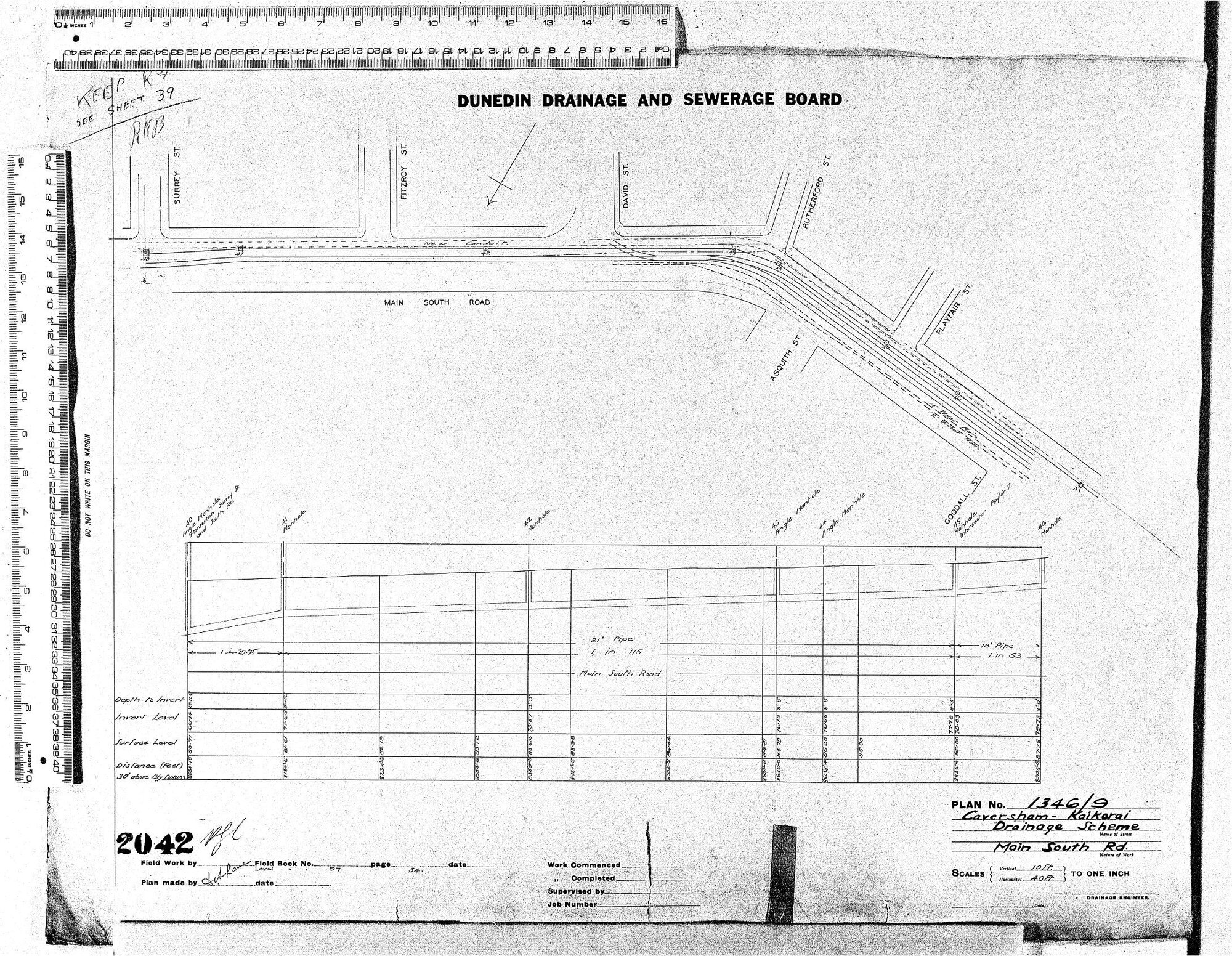 CAVERSHAM  -  KAIKORAI DRAINAGE SCHEME  MAIN SOUTH RD.