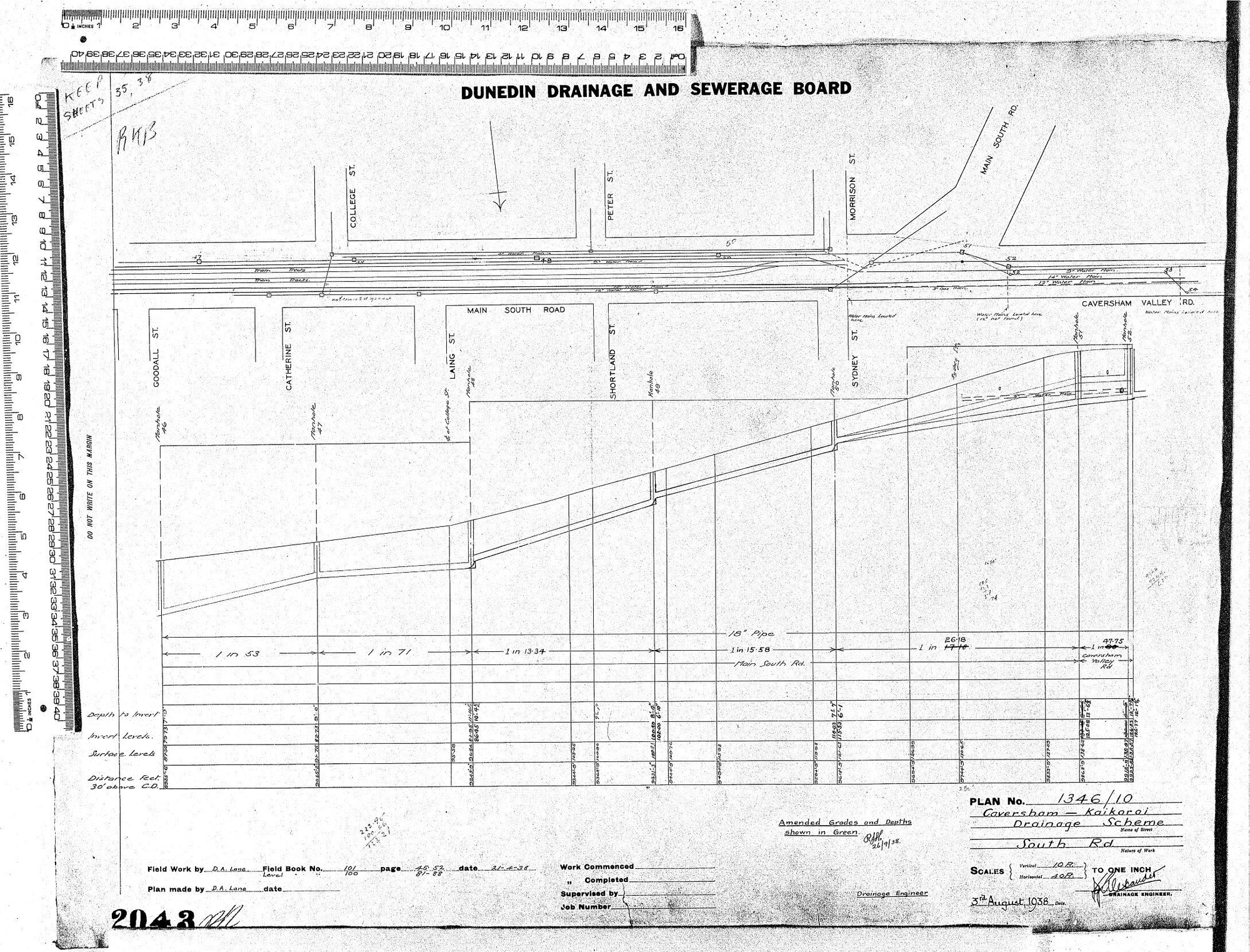 CAVERSHAM  -  KAIKORAI DRAINAGE SCHEME  SOUTH RD.