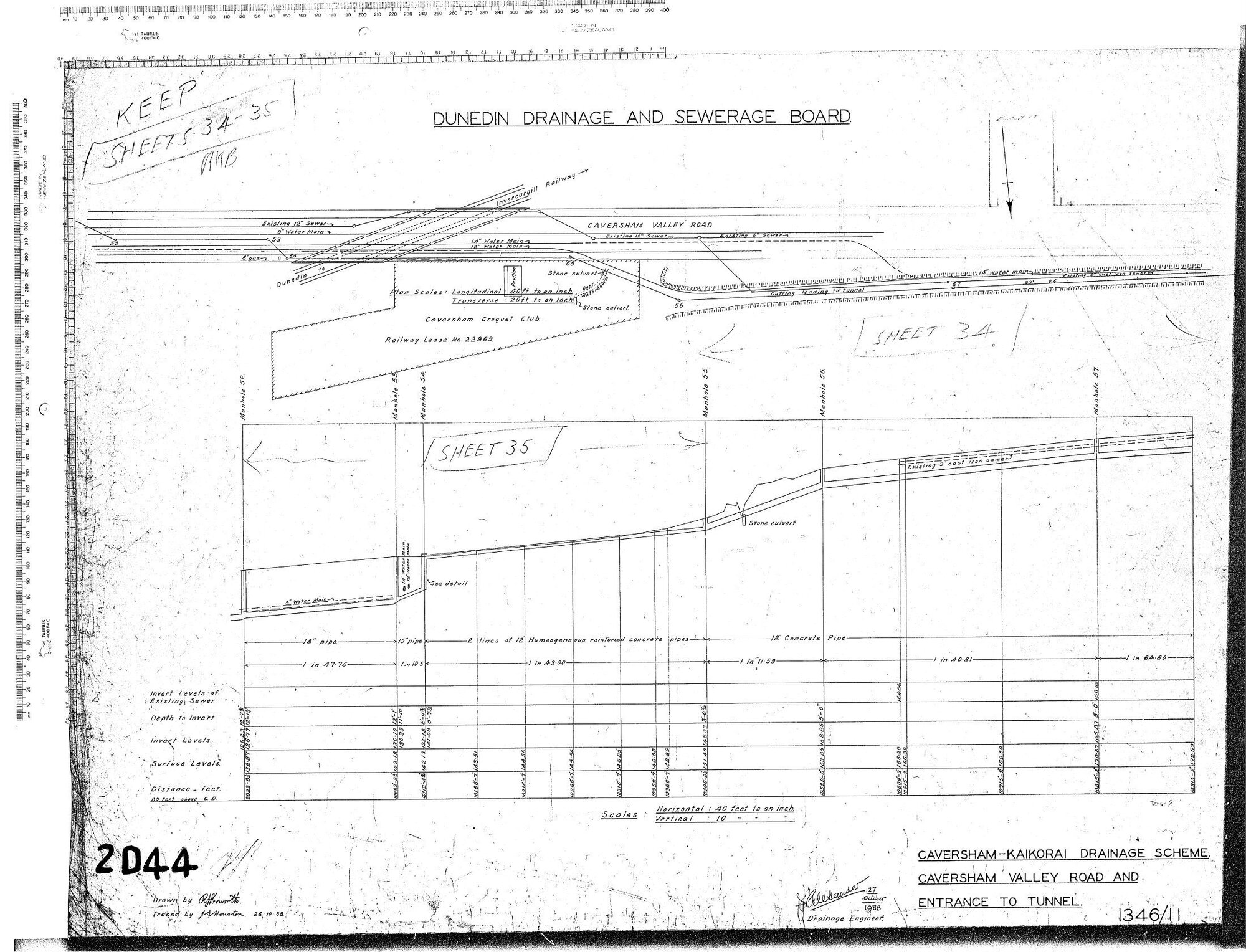 CAVERSHAM  -  KAIKORAI DRAINAGE SCHEME  CAVERSHAM VALLEY ROAD &amp; ENTRANCE TO TUNNEL