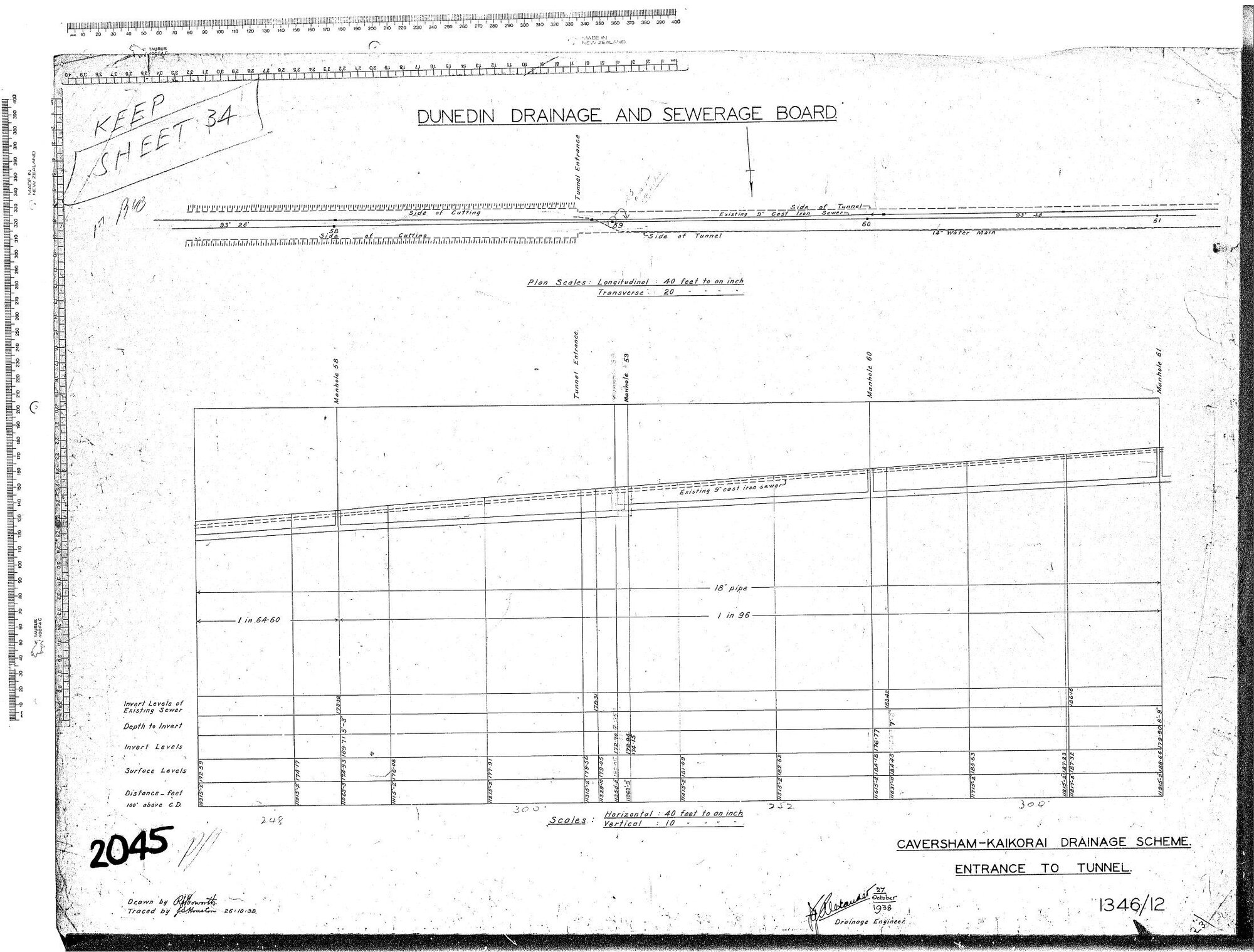 CAVERSHAM  -  KAIKORAI DRAINAGE SCHEME  ENTRANCE TO TUNNEL