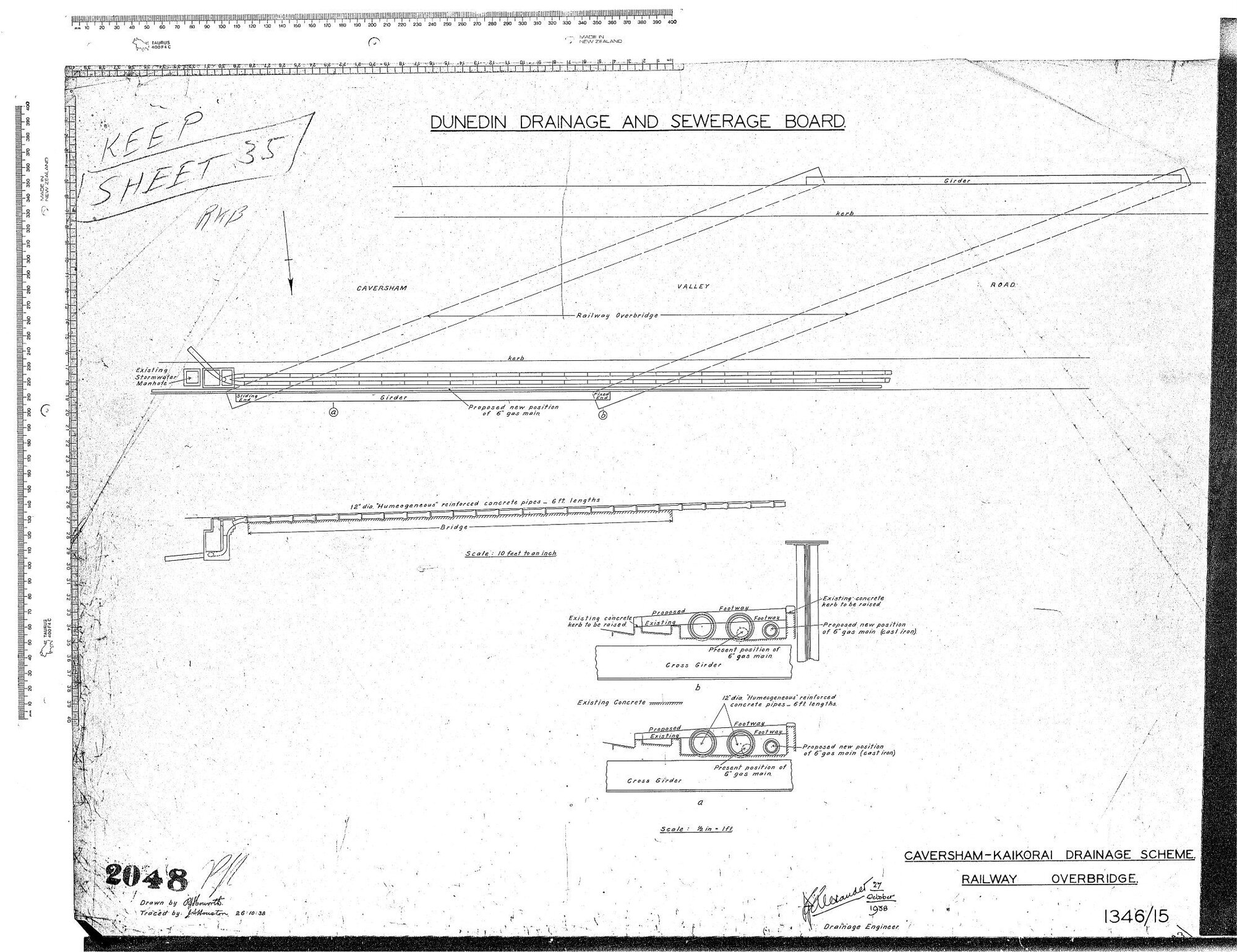 CAVERSHAM  -  KAIKORAI DRAINAGE SCHEME  RAILWAY OVERBRIDGE