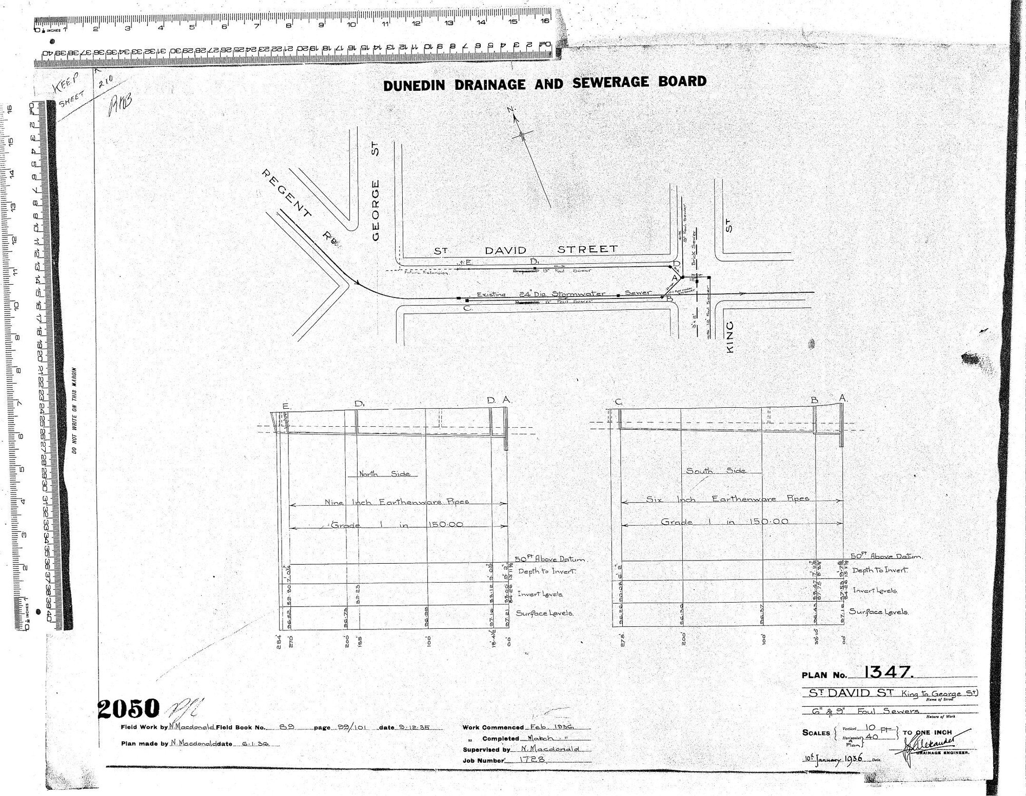 ST DAVID ST  KING TO GEORGE ST  6" &amp; 9" FOUL SEWERS