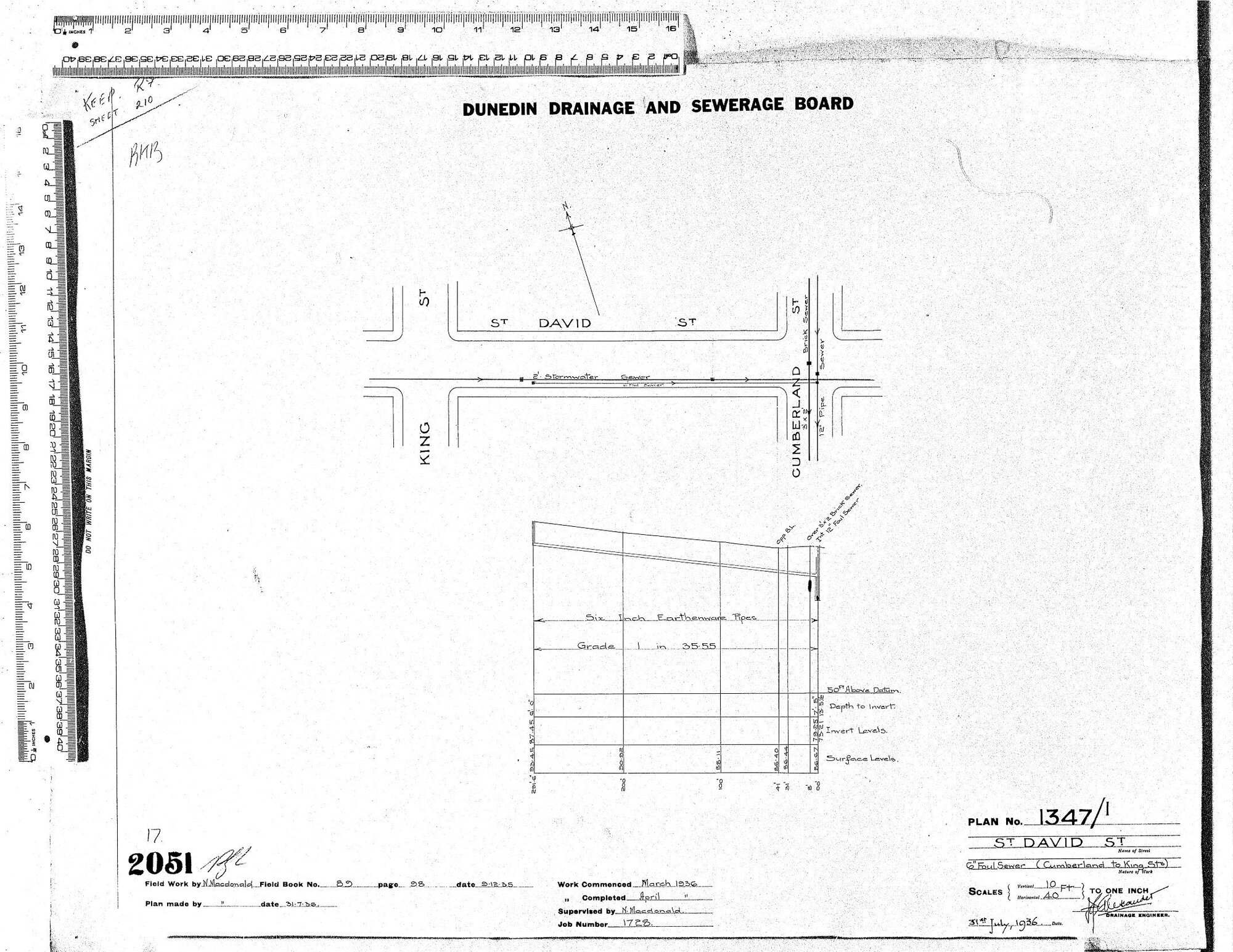 ST DAVID ST   6" FOUL SEWER  (CUMBERLAND TO KING STS)