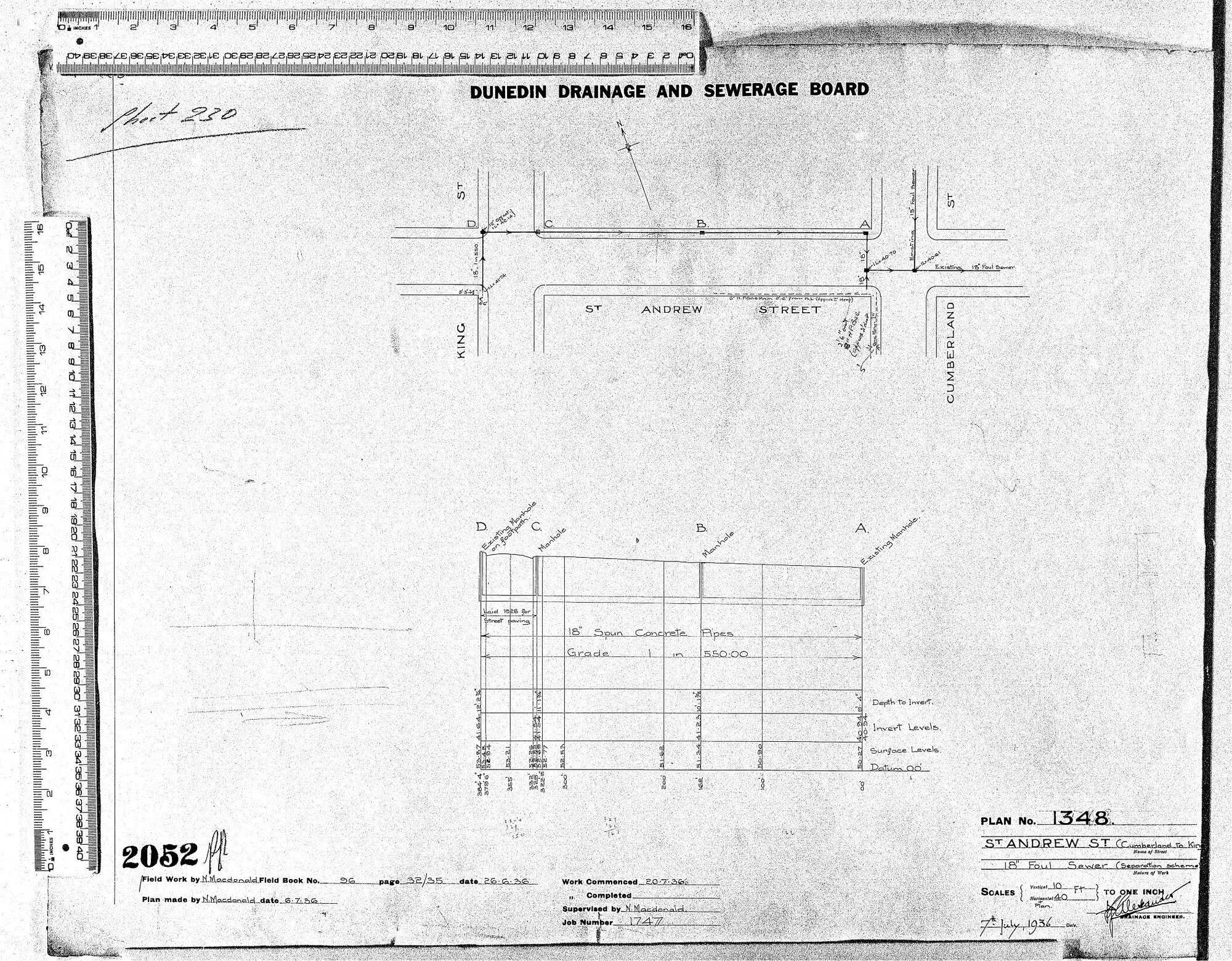 ST ANDREW ST (CUMBERLAND TO KING)  18" FOUL SEWER (SEPARATION SCHEME)
