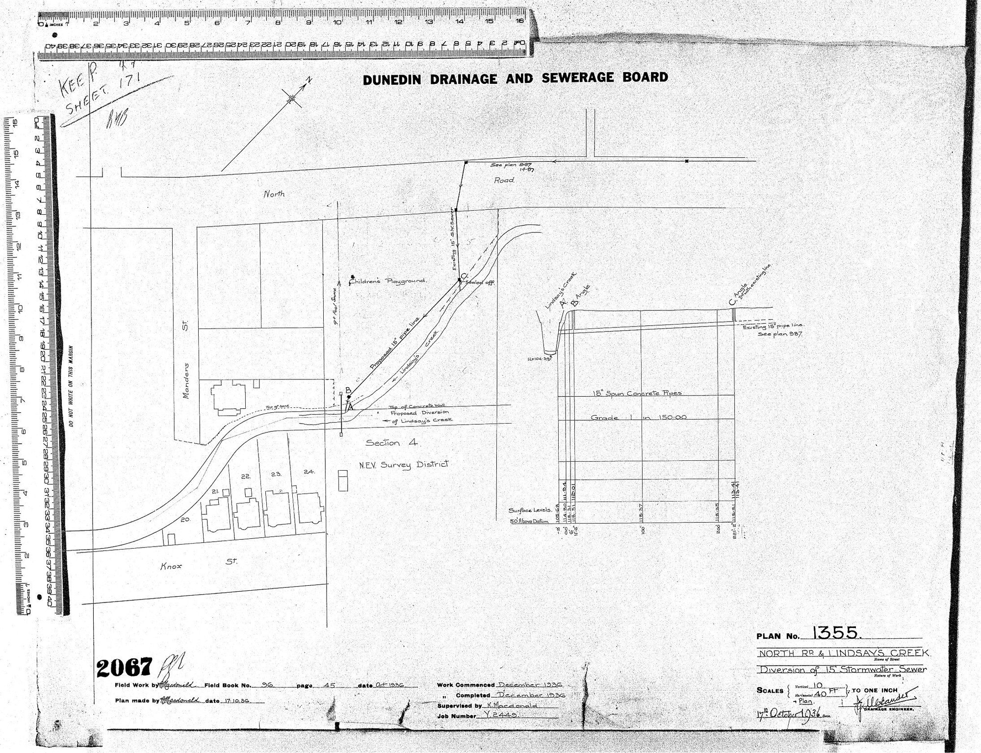 NORTH RD &amp; LINDSAY'S CREEK   DIVERSION OF 15" STORMWATER SEWER