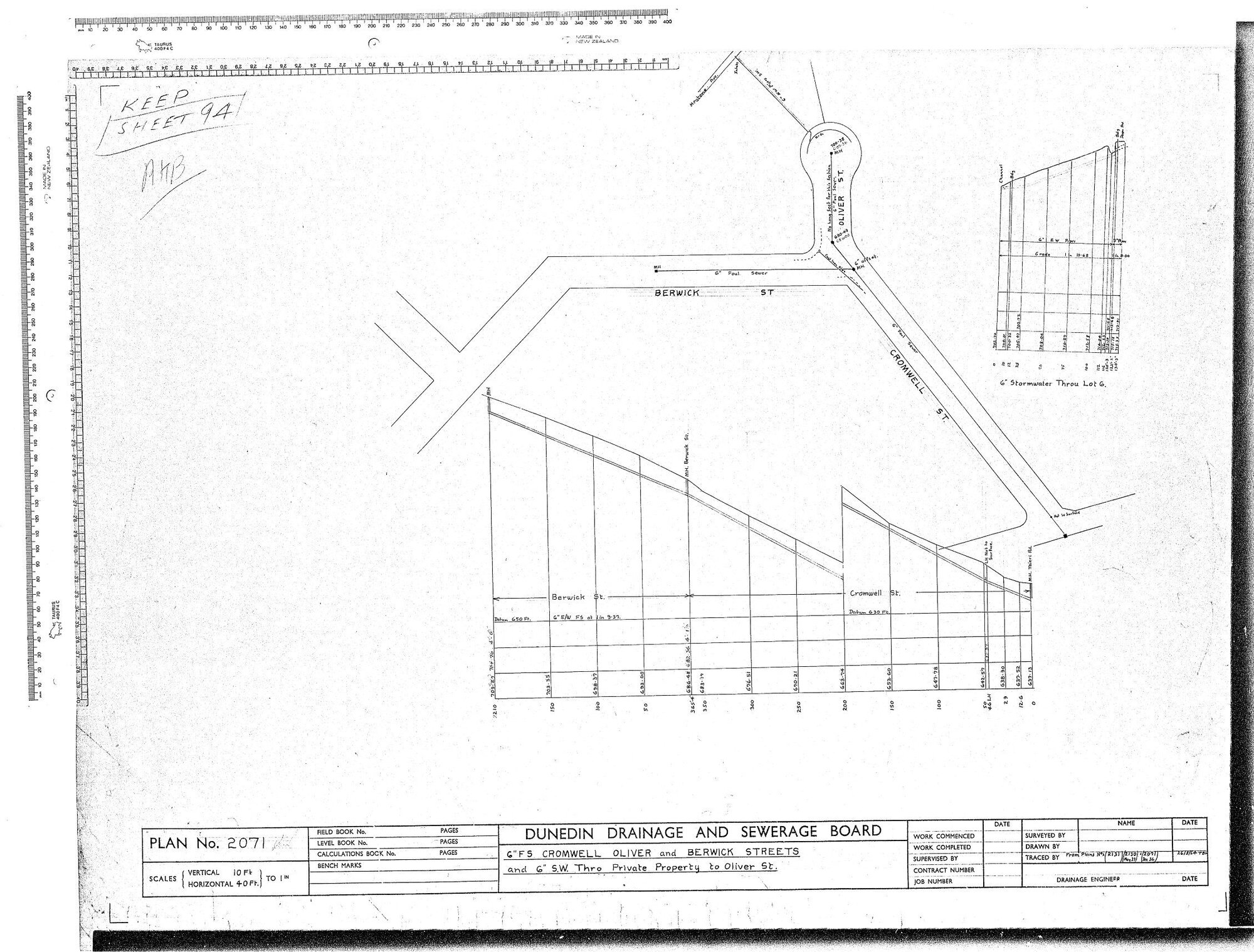 6" F S CROMWELL OLIVER &amp; BERWICK STREETS   AND 6" S.W. THRO PRIVATE PROPERTY TO OLIVER ST.