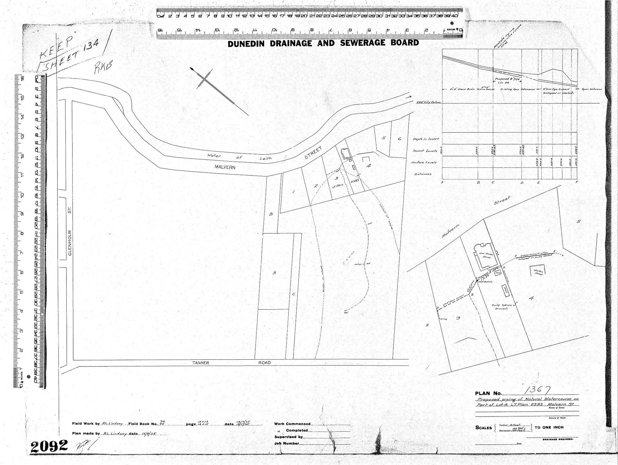 PROPOSED PIPING OF NATURAL WATERCOURSE ON PART OF LOT 4 LT PLAN 2383  MALVERN ST.