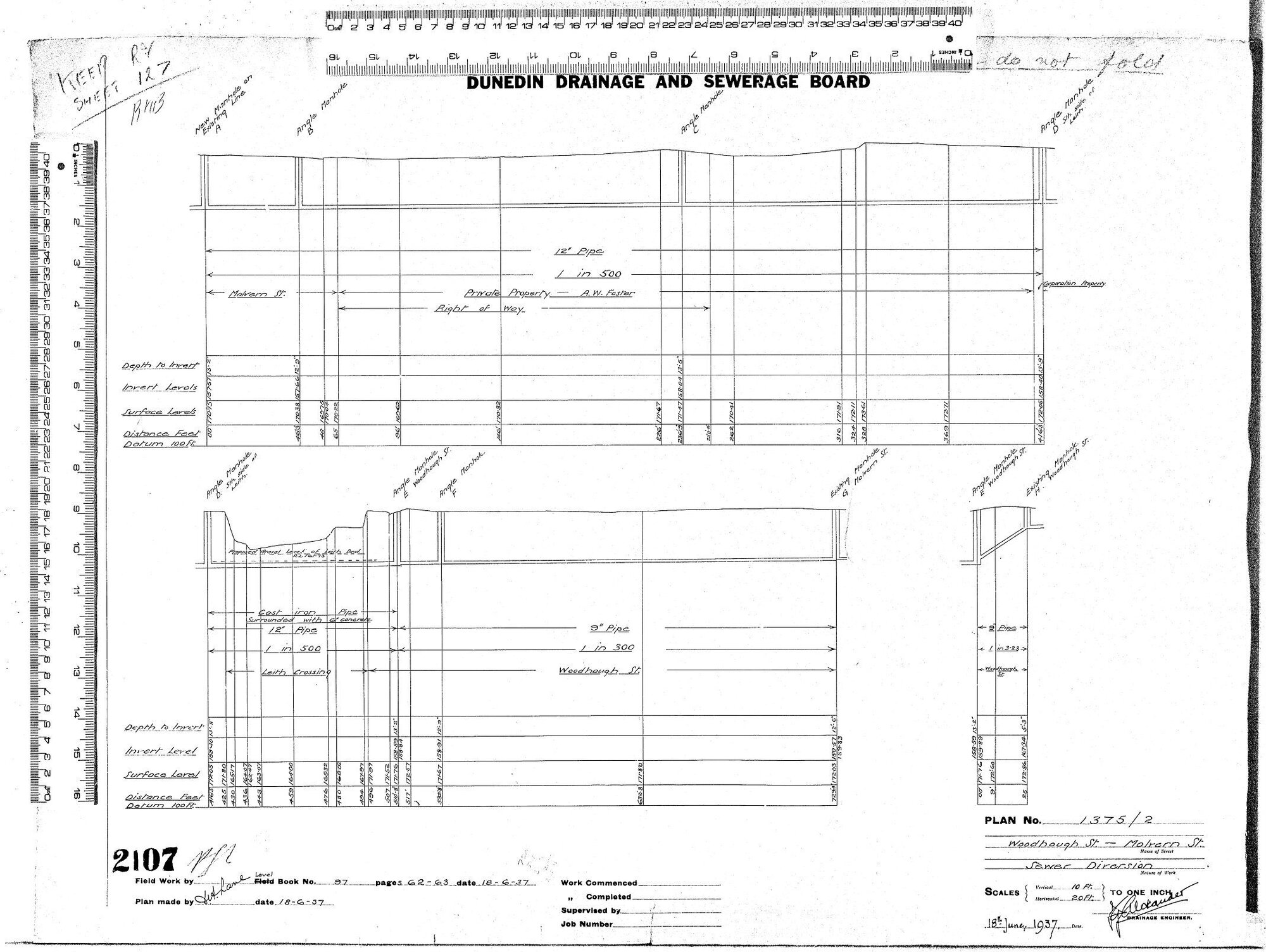 WOODHOUGH ST.  -  MALVERN ST.  SEWER DIVERSION