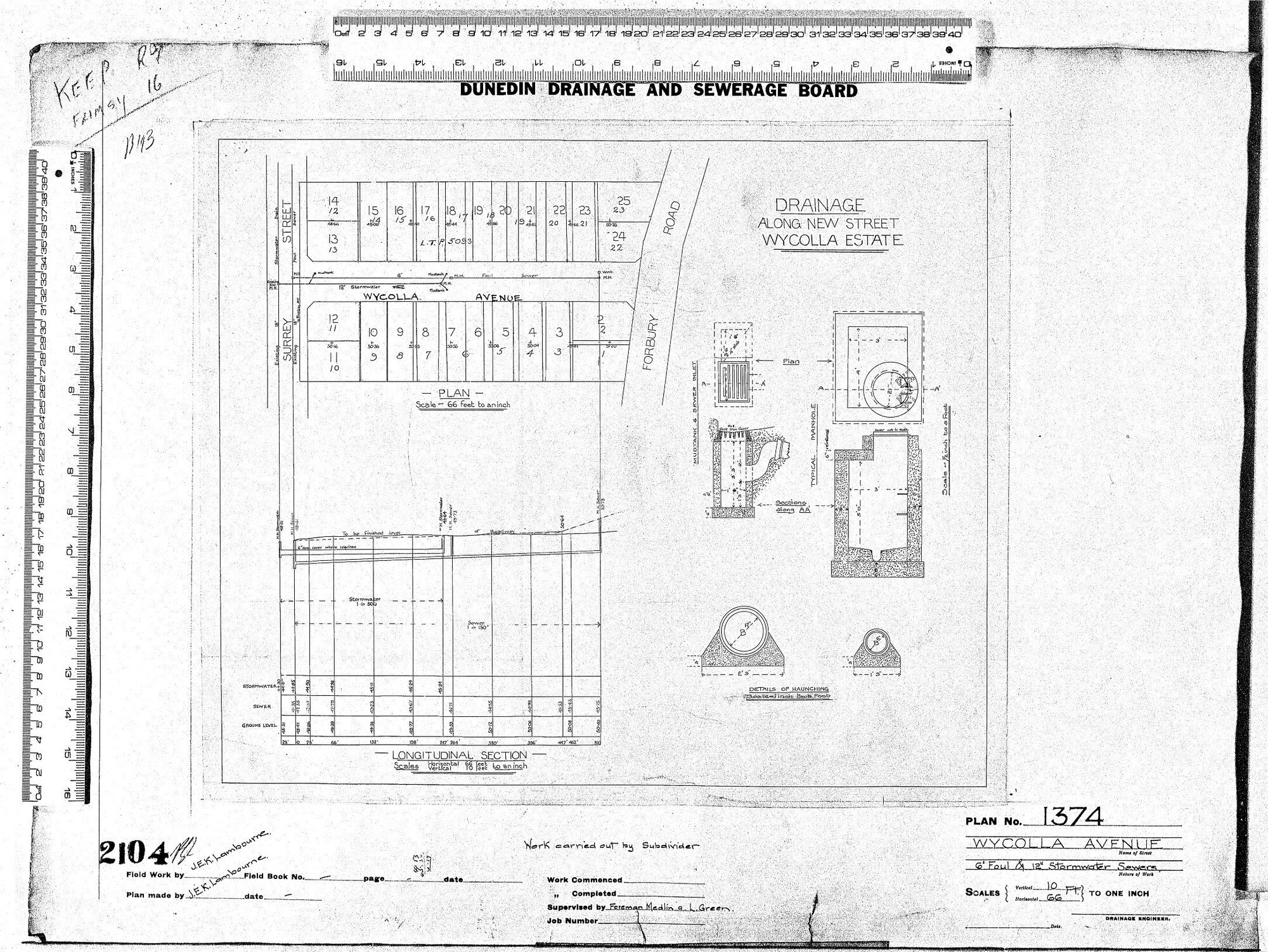 WYCOLLA AVENUE  6" FOUL &amp; 12" STORMWATER SEWERS