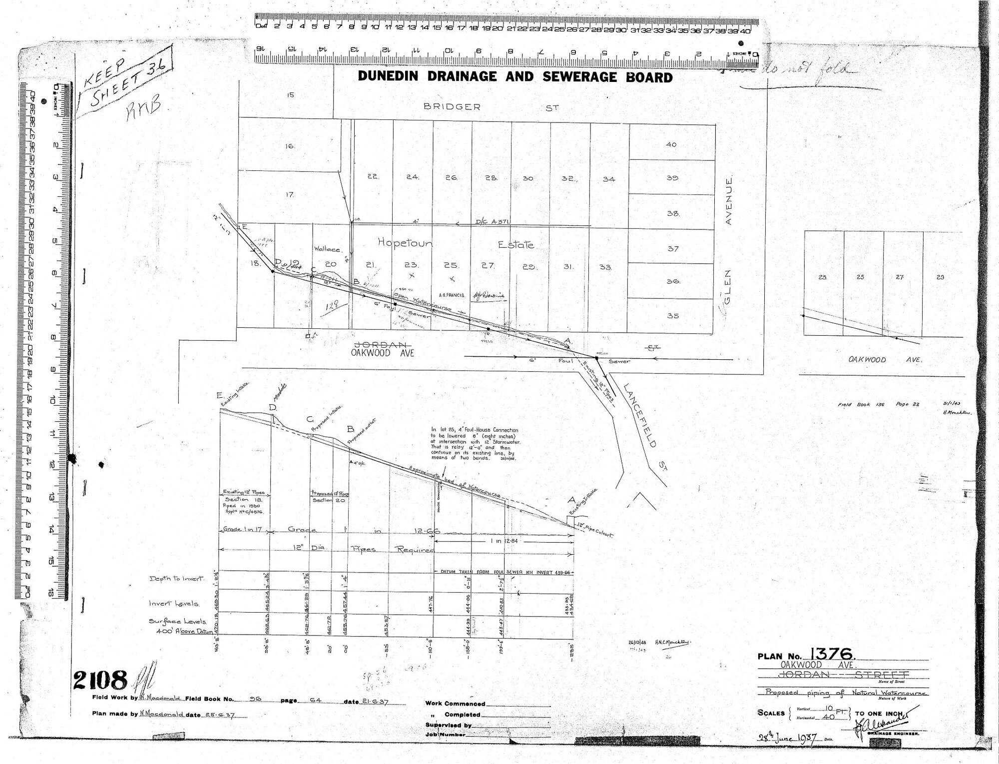 OAKWOOD AVE.  PROPOSED PIPING OF NATURAL WATERCOURSE