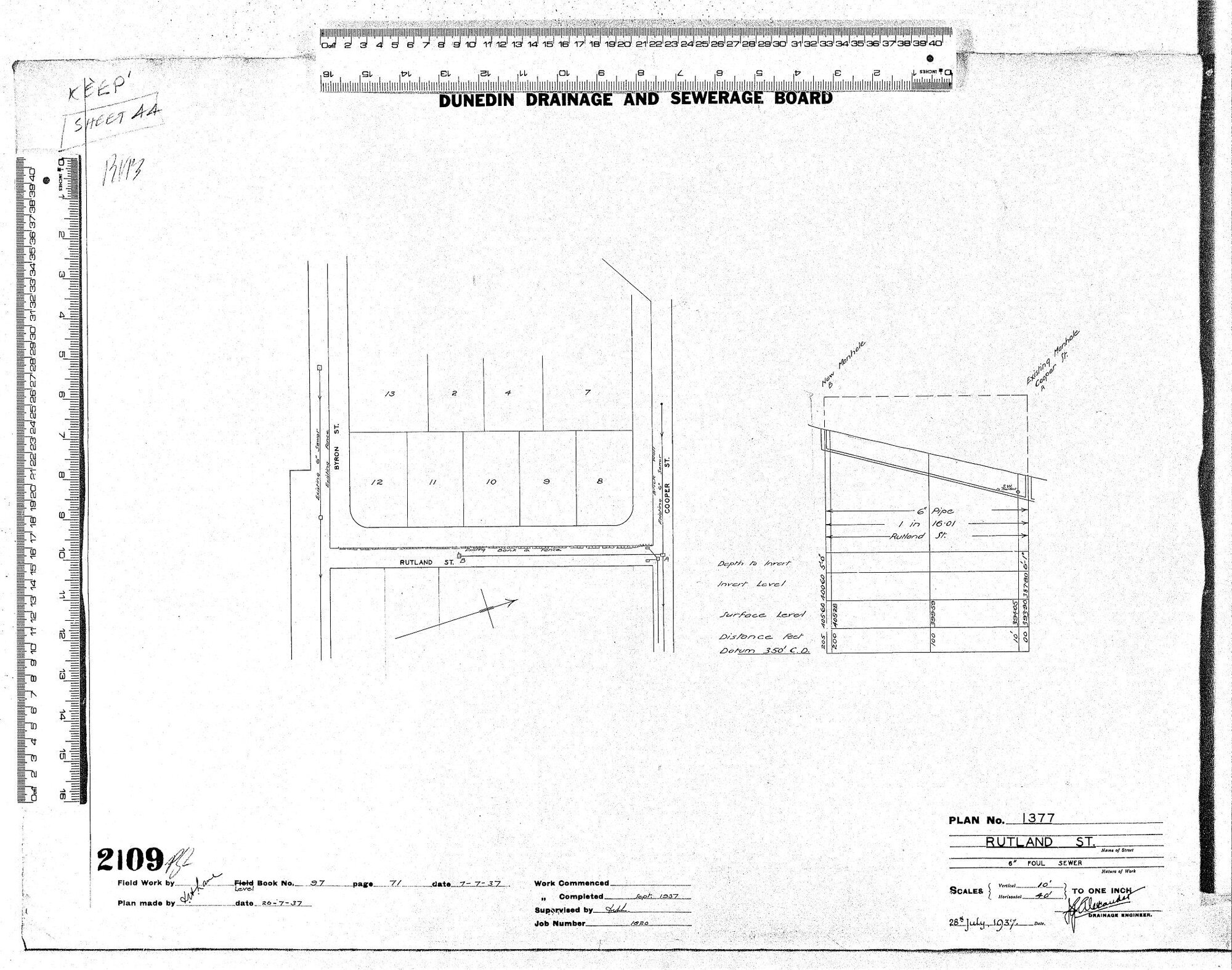RUTLAND ST.   6" FOUL SEWER