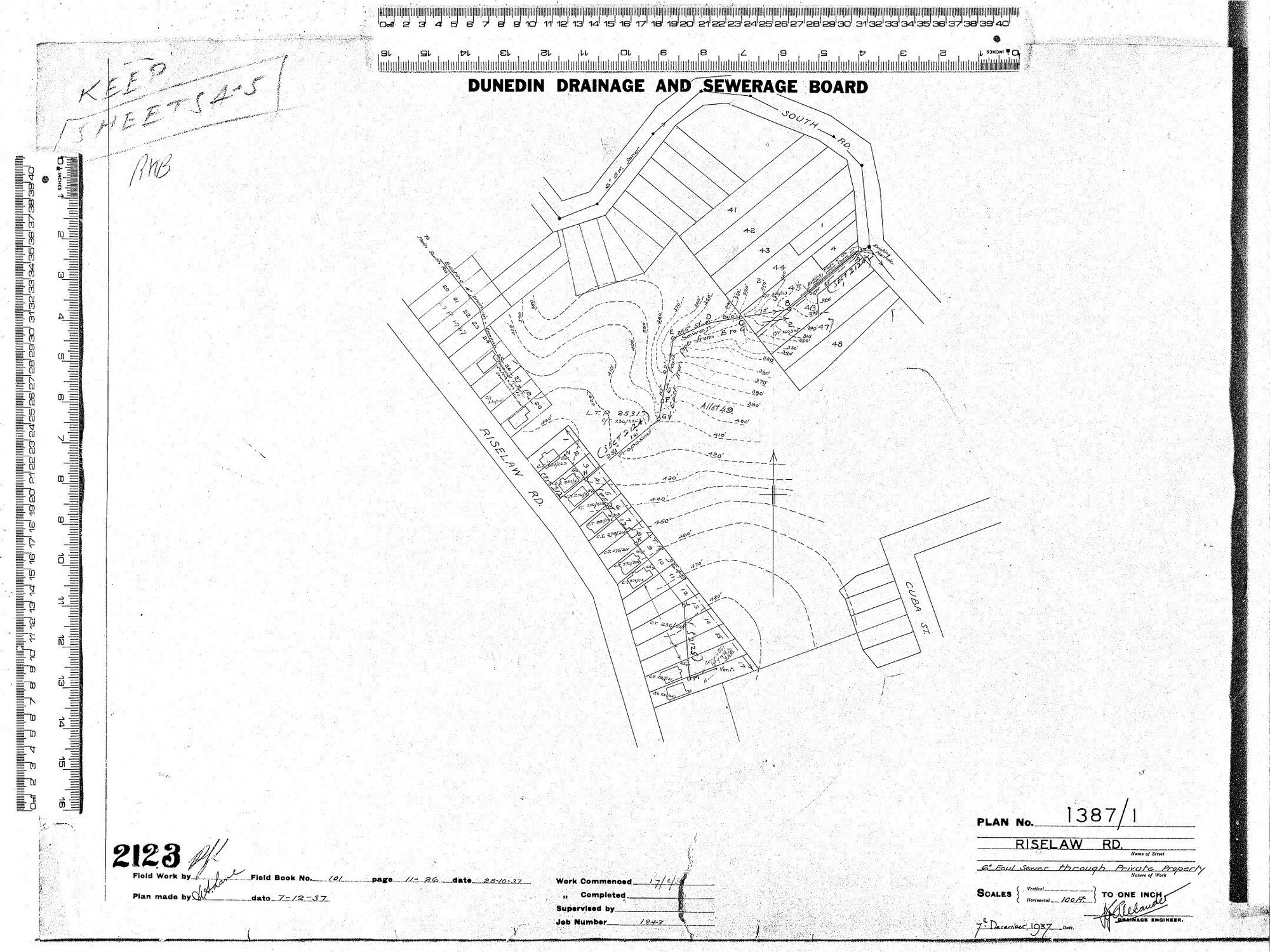 RISELAW RD.  6" FOUL SEWER THROUGH PRIVATE PROPERTY
