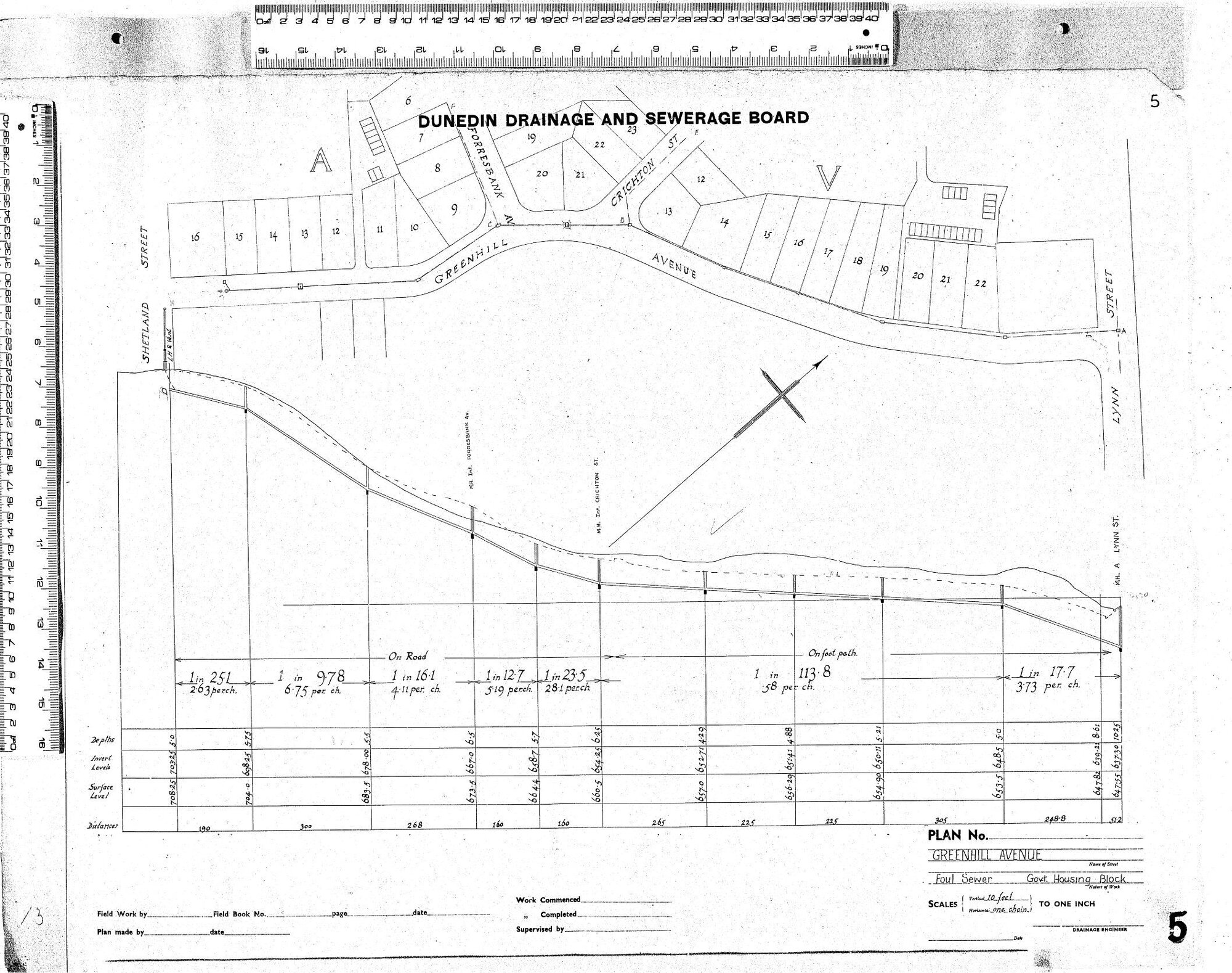 GREENHILL AVENUE.  FOUL SEWER   GOVT. HOUSING BLOCK