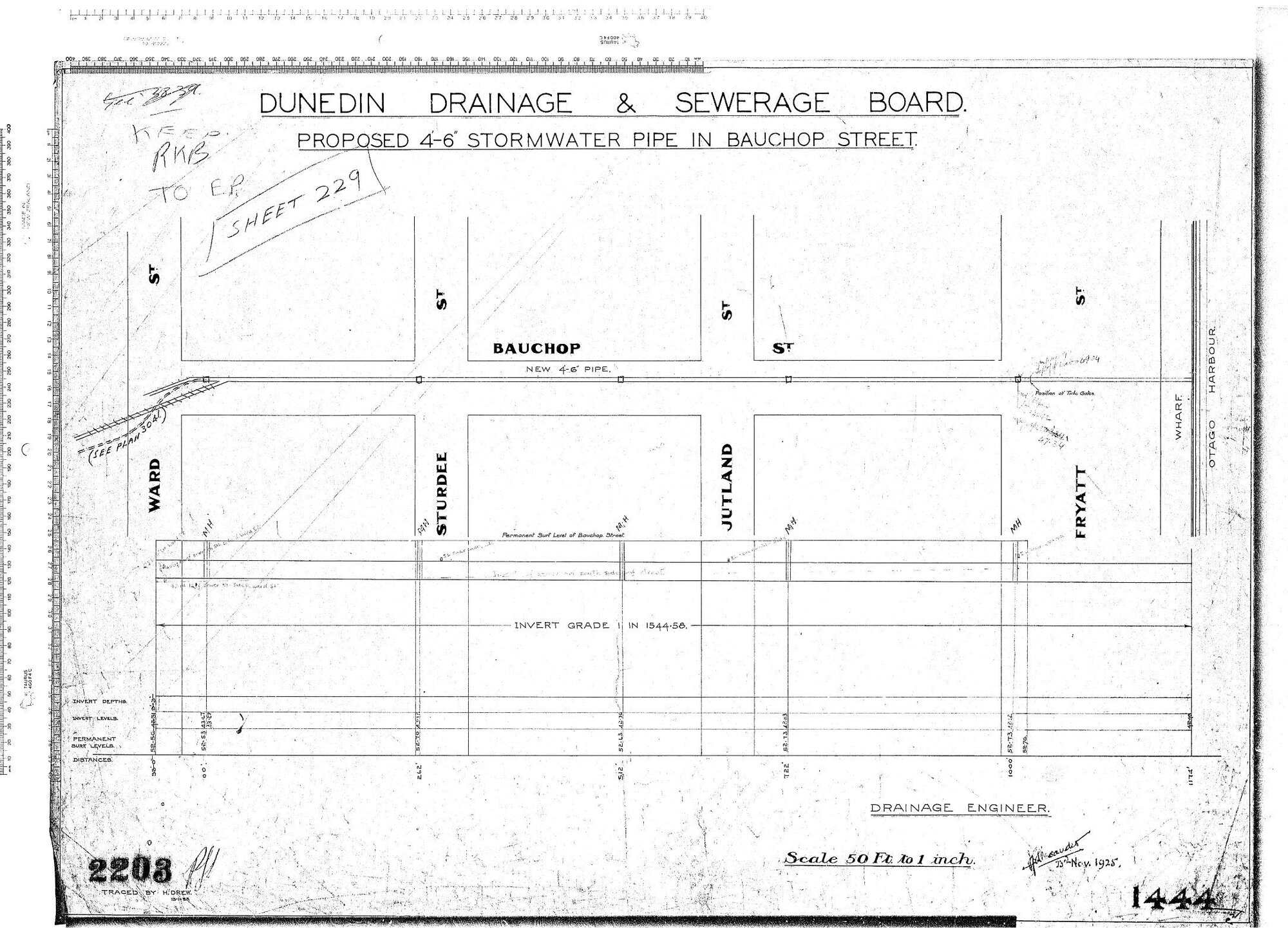 PROPOSED 4'-6' STORMWATER PIPE IN BAUCHOP STREET