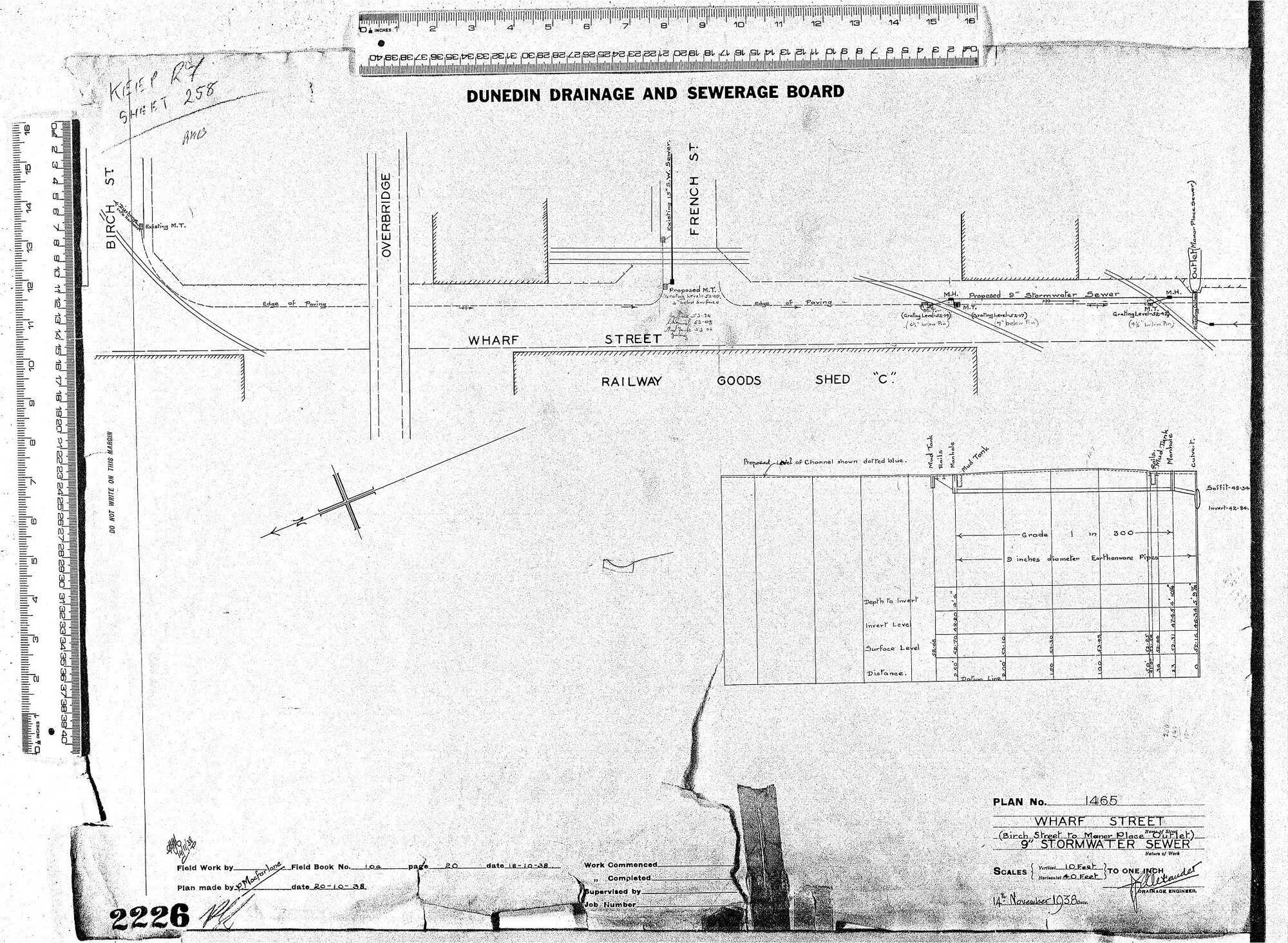 WHARF STREET (BIRCH STREET TO MANOR PLACE OUTLET) 9" STORMWATER SEWER