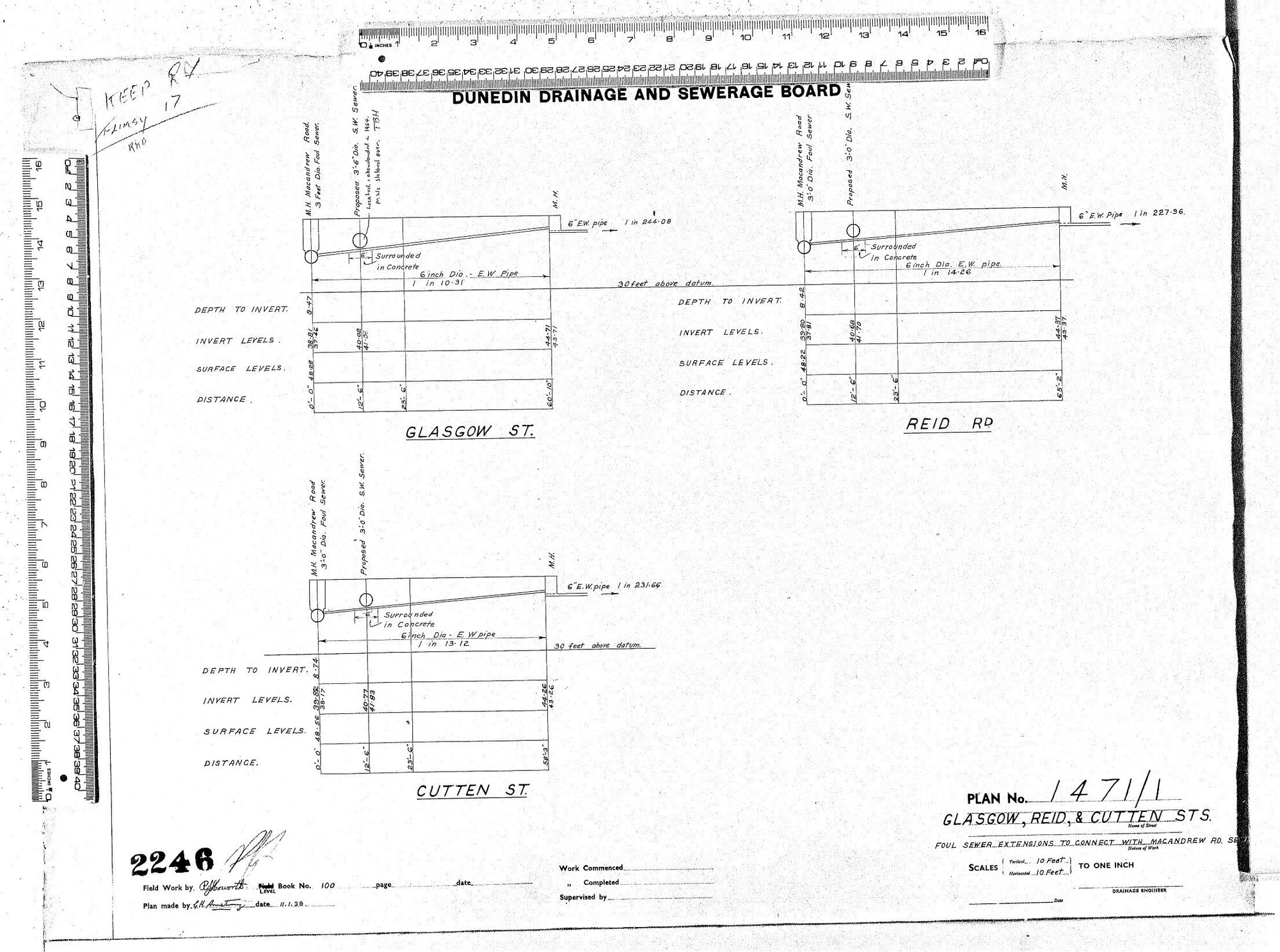 GLASGOW, REID , &amp; CUTTEN STREETS FOUL SEWER EXTENSIONS TO CONNECT WITH MACANDREW ROAD SEWER