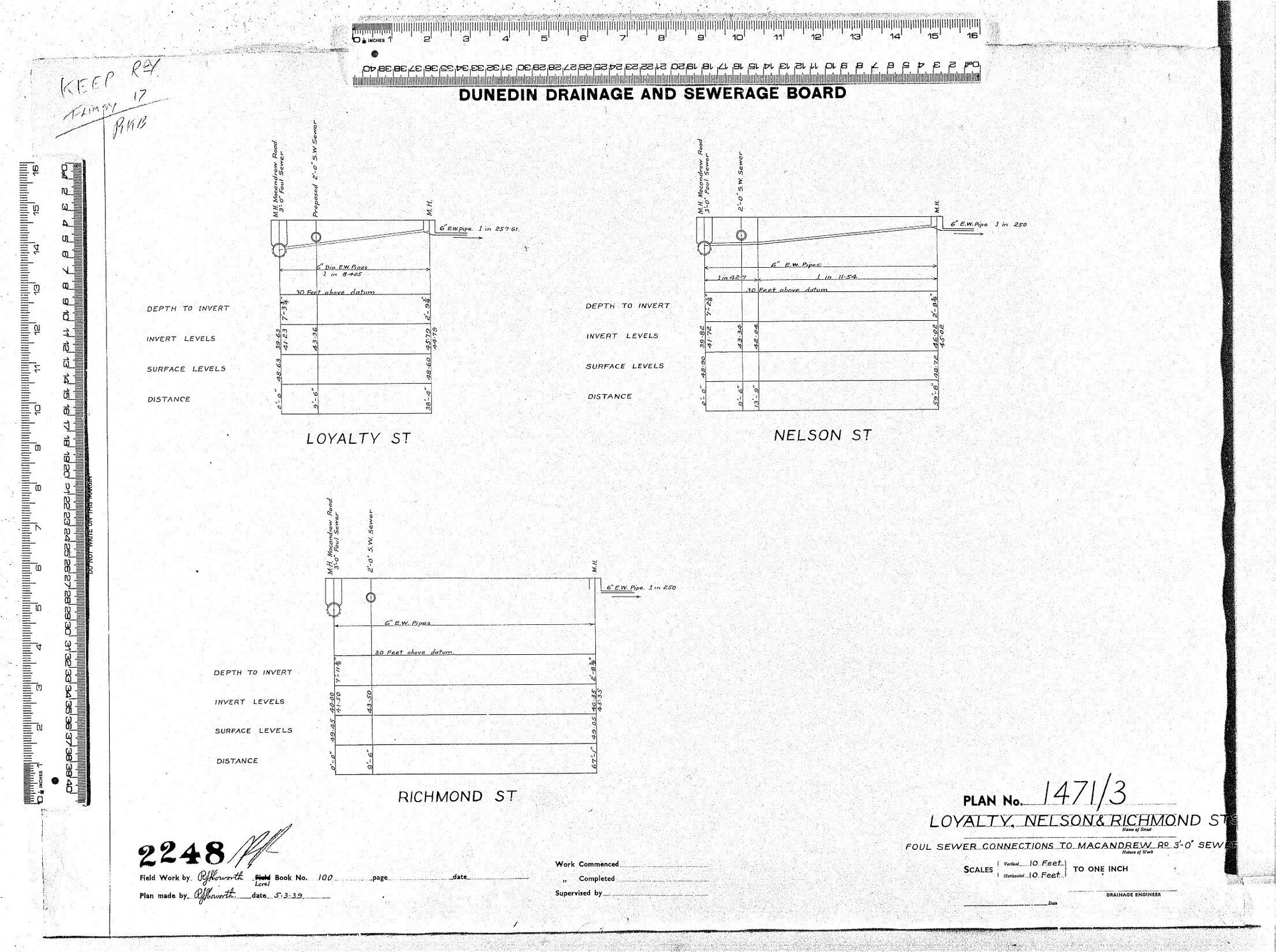 LOYALTY, NELSON &amp; RICHMOND STREET FOUL SEWER CONNECTIONS TO MACANDREW ROAD 3'-0" SEWER