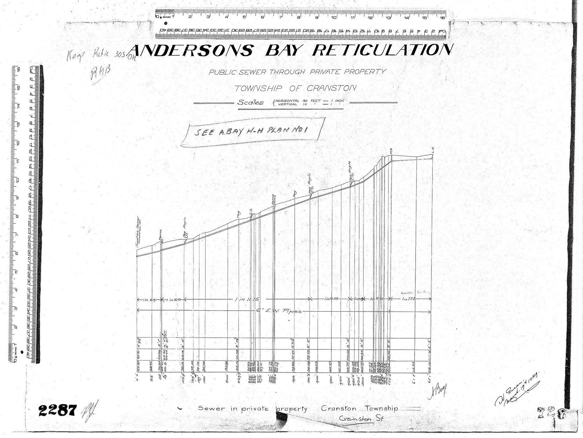 ANDERSONS BAY RETICULATION PUBLIC SEWER THROUGH PRIVATE PROPERTY TOWNSHIP OF CRANSTON
