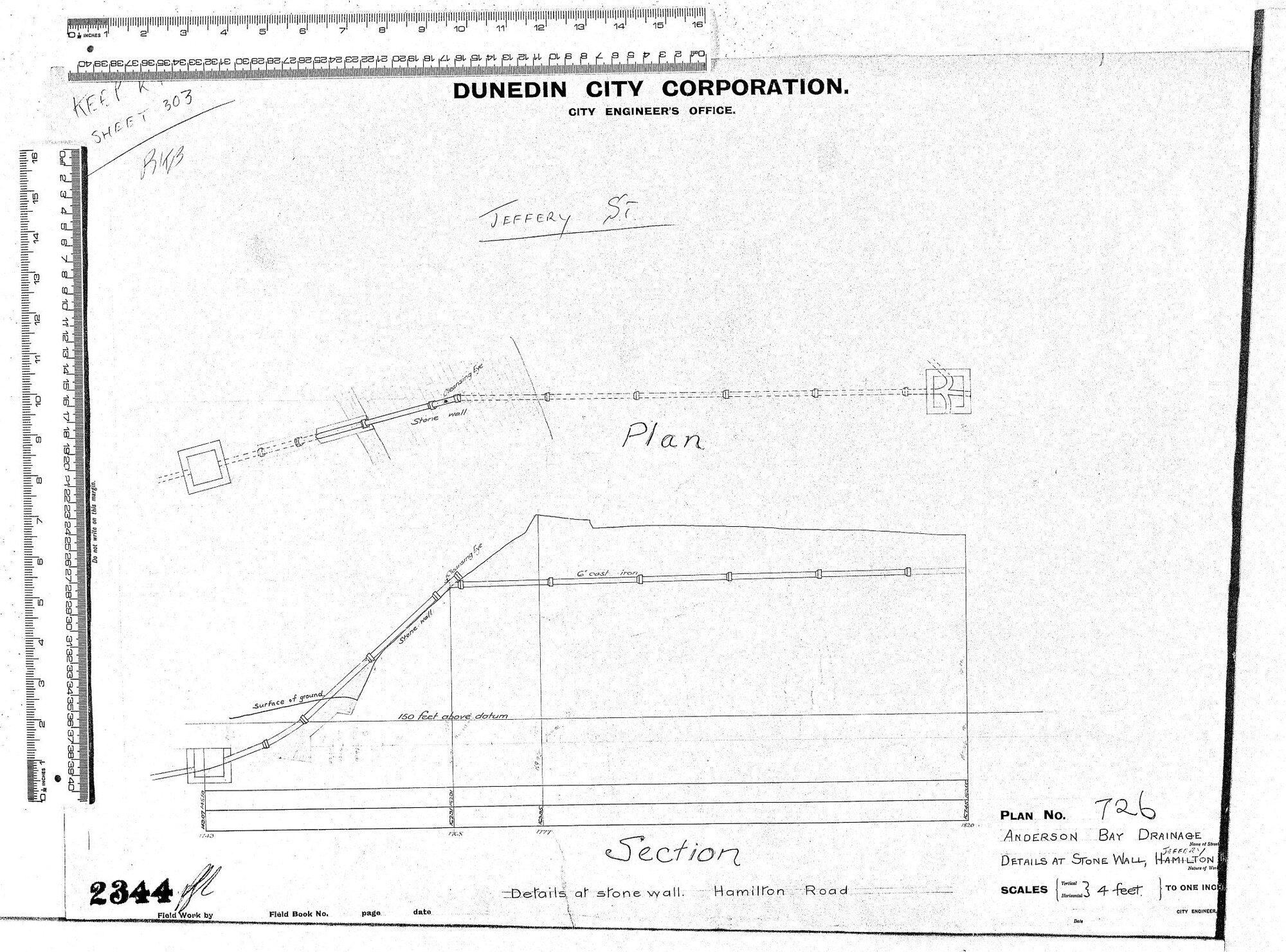 ANDERSON BAY DRAINAGE DETAILS AT STONE WALL JEFFERY