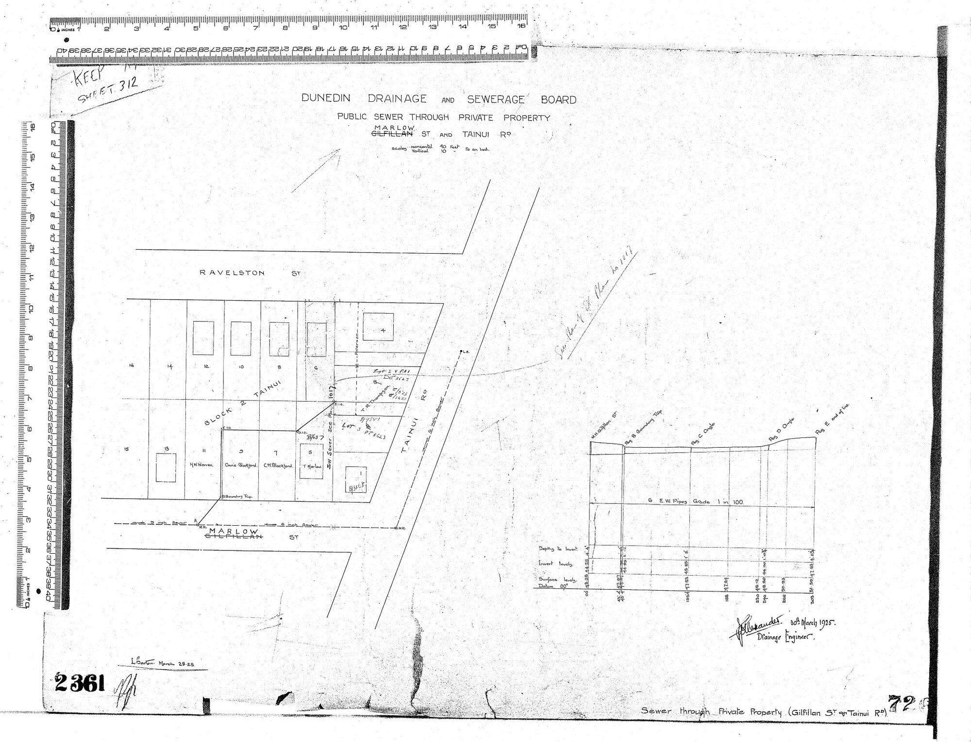 SEWER THROUGH PRIVATE PROPERTY MARLOW STREET &amp; TAINUI ROAD